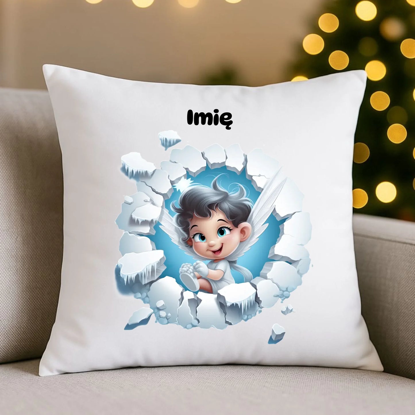 Aniołek 3D | Personalizowana poduszka świąteczna BN87 - StoryCups.pl