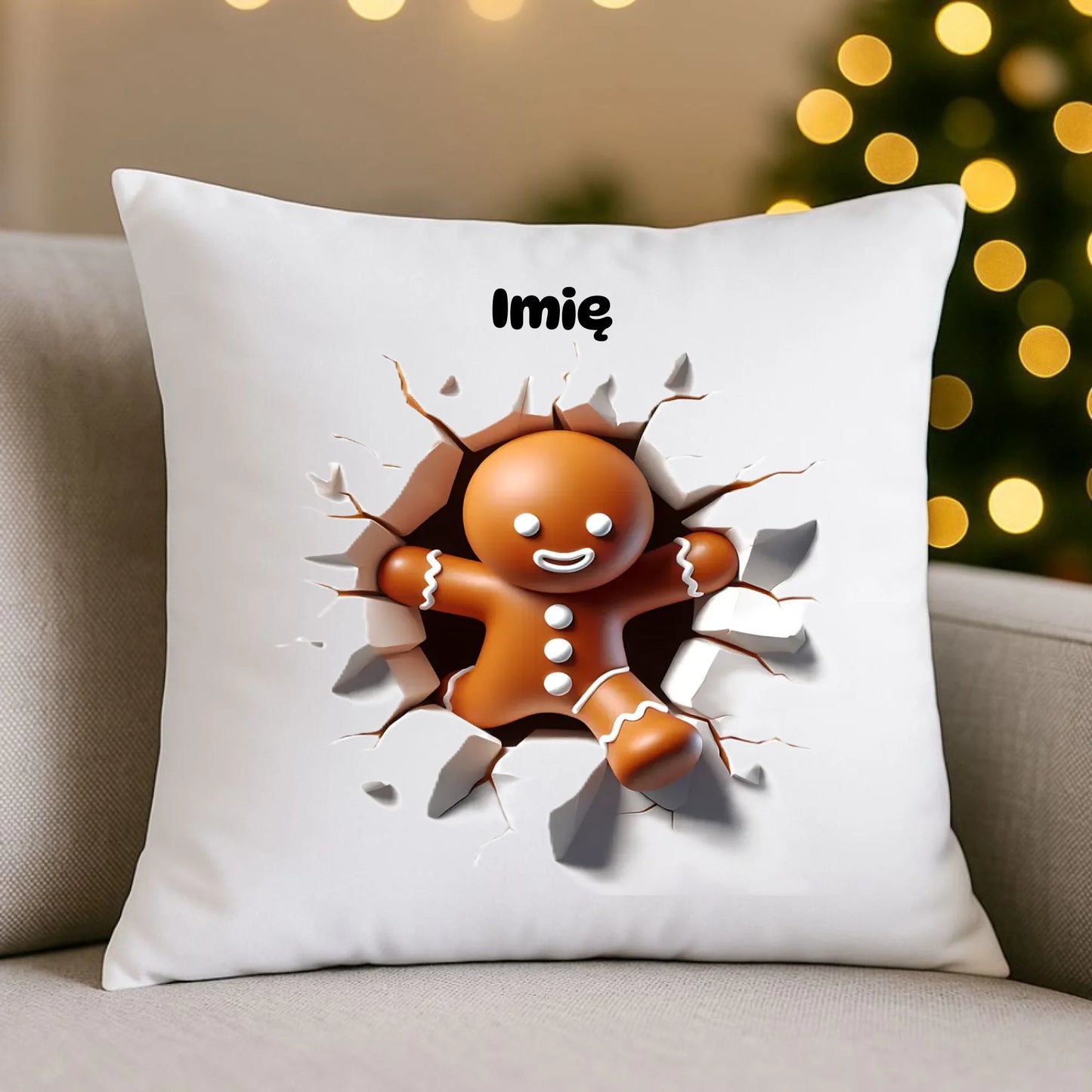 Pierniczek 3D | Personalizowana poduszka świąteczna BN81 - StoryCups.pl