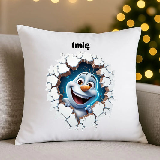 Bałwan 3D | Personalizowana poduszka świąteczna BN84 - StoryCups.pl