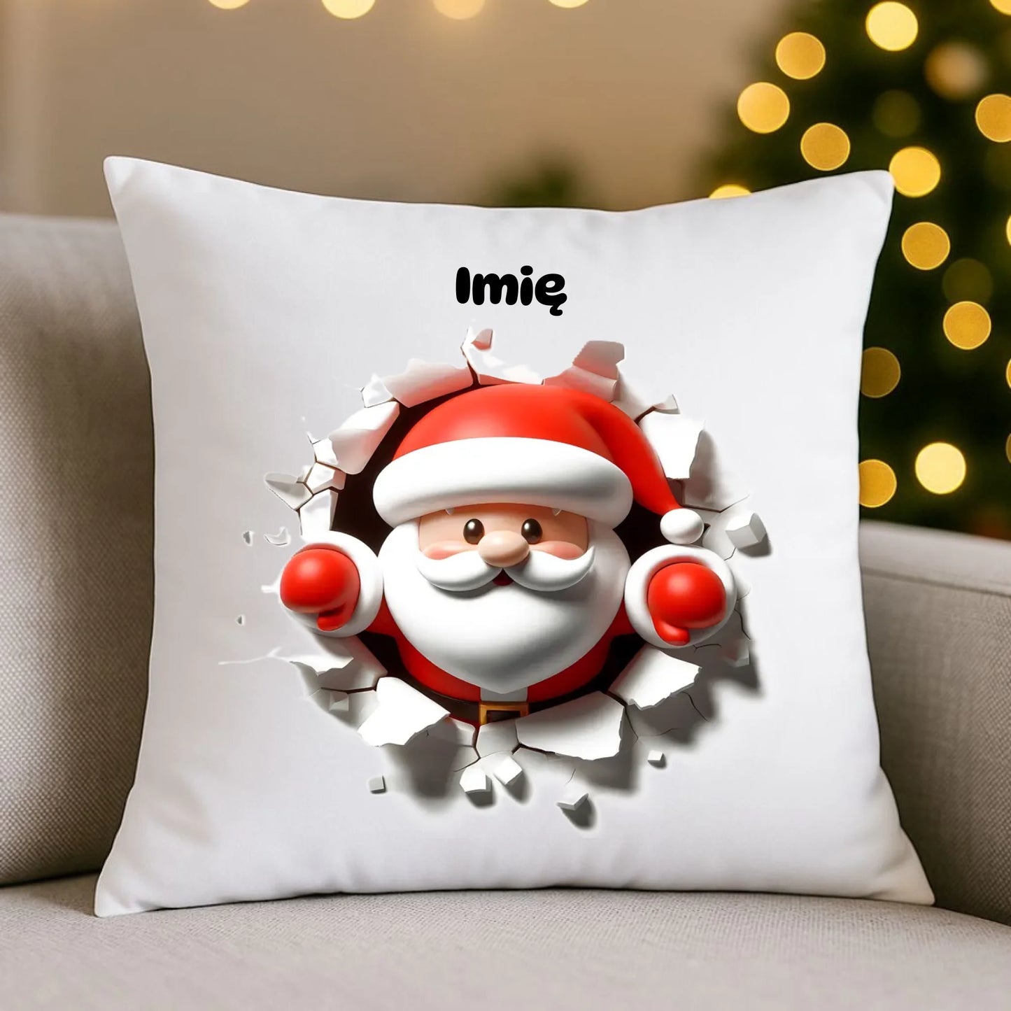Mikołaj 3D | Personalizowana poduszka świąteczna BN80 - StoryCups.pl