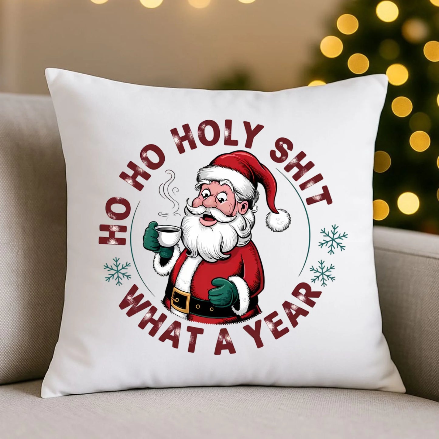Ho ho holy shit | Świąteczna poduszka BN74 - StoryCups.pl