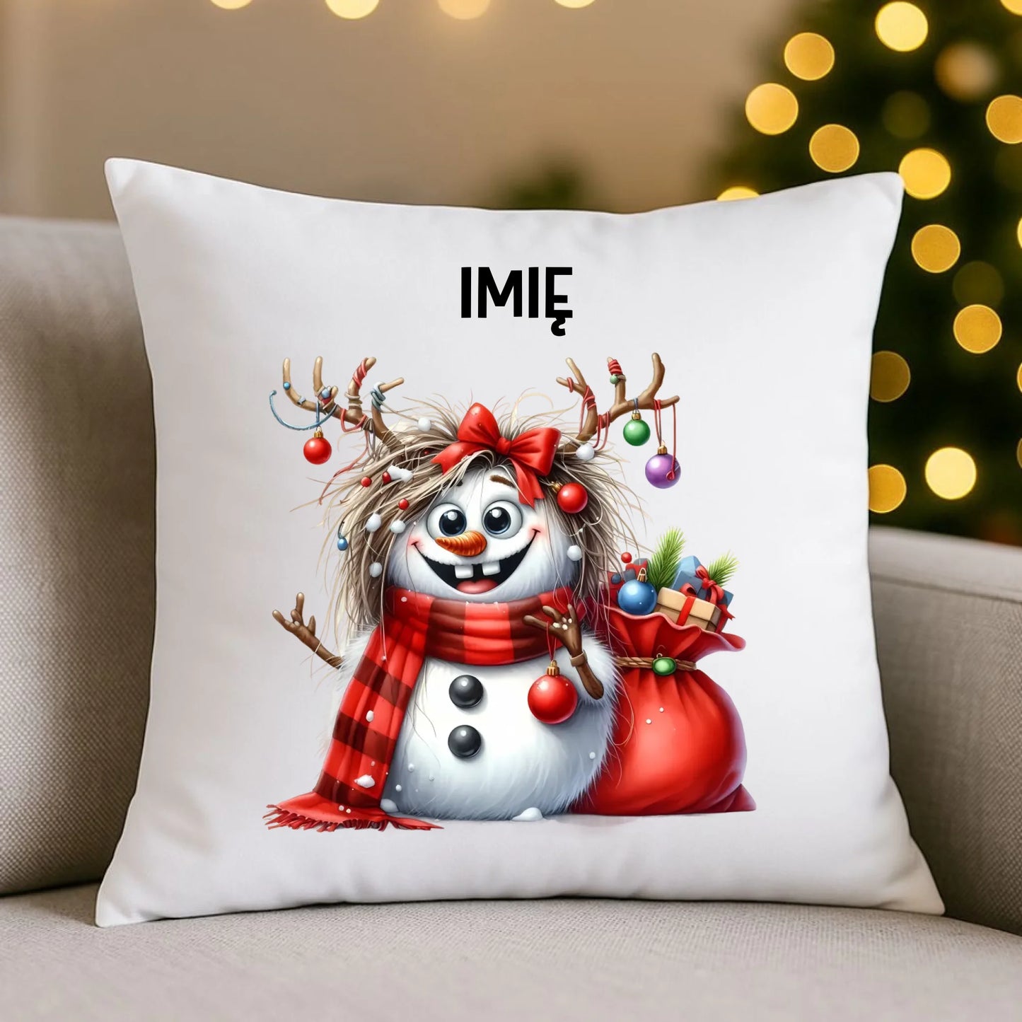 Bałwanek | Personalizowana poduszka świąteczna BN70 - StoryCups.pl