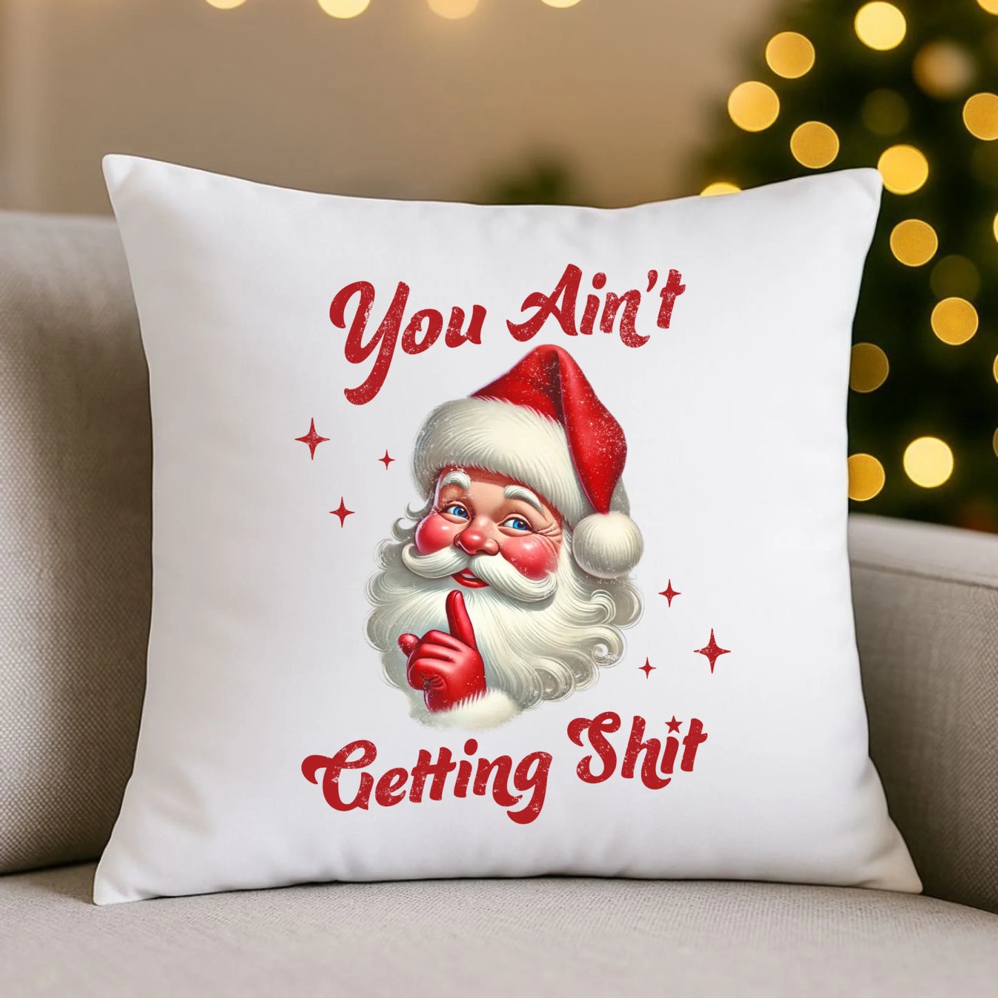Nie dostaniesz nic | Świąteczna poduszka z Mikołajem BN66 - StoryCups.pl