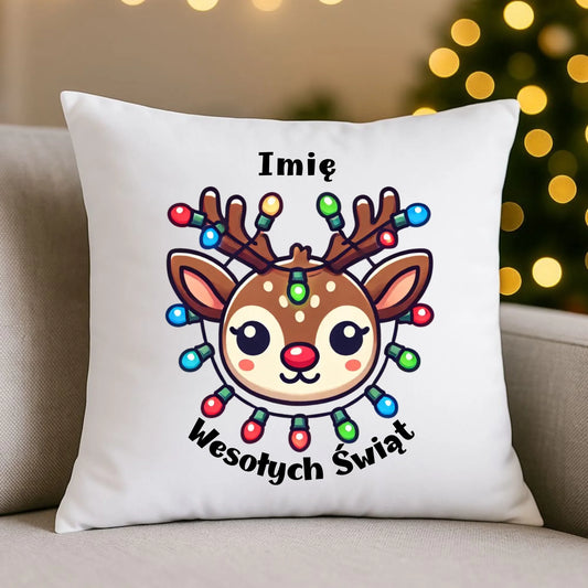 Renifer Wesołych Świąt | Personalizowana poduszka świąteczna BN72 - StoryCups.pl