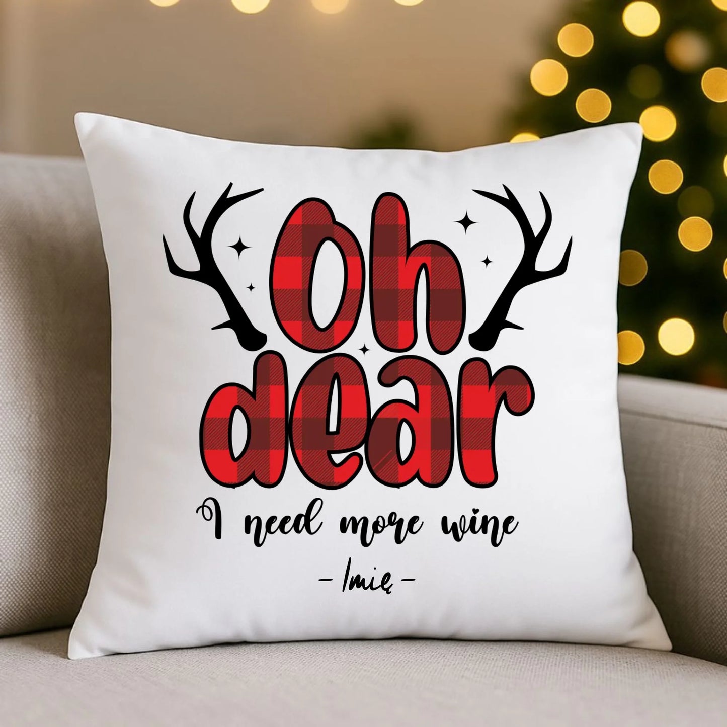 Potrzebuję więcej wina | Personalizowana świąteczna poduszka BN63 - StoryCups.pl