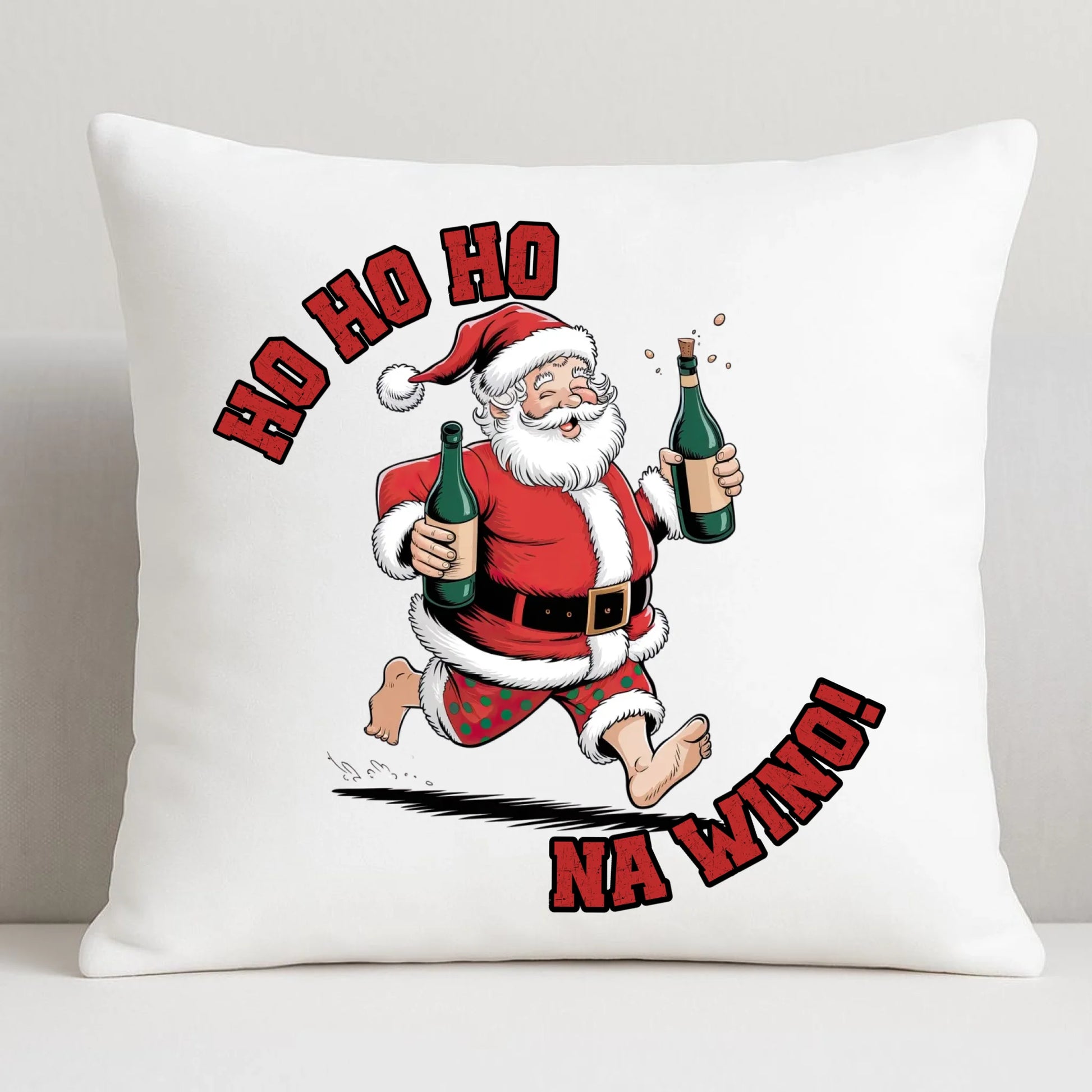 Ho ho ho na wino | Świąteczna poduszka BN61 - StoryCups.pl