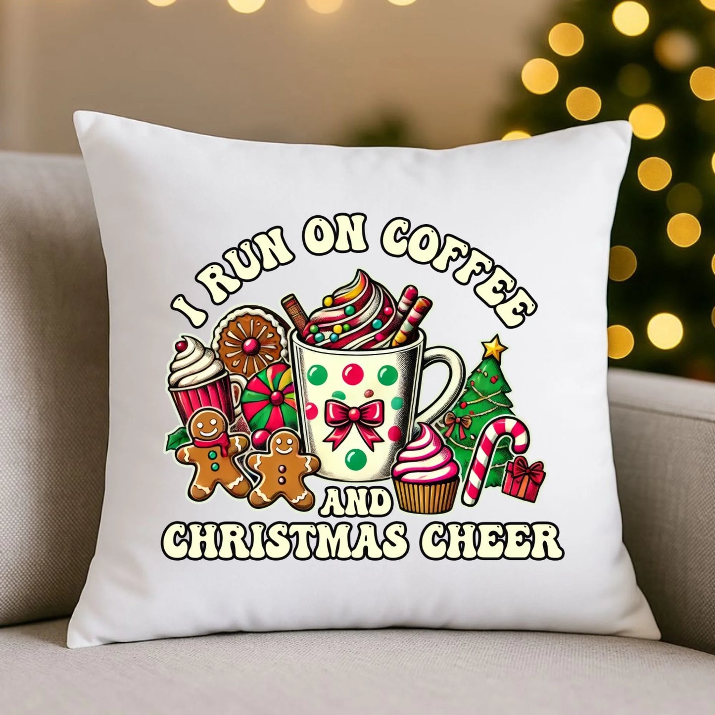 I run on coffee | Świąteczna poduszka BN47 - StoryCups.pl