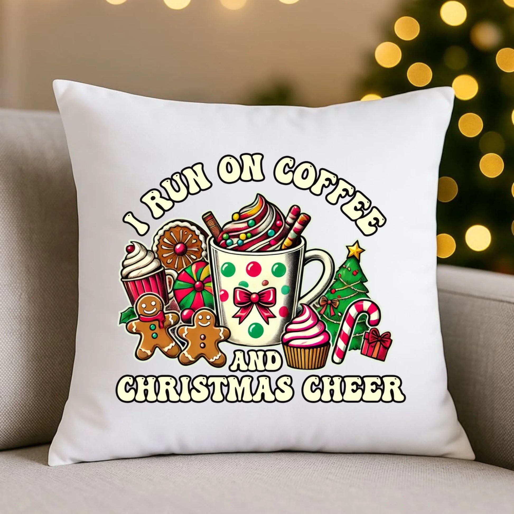 I run on coffee | Świąteczna poduszka BN47 - StoryCups.pl