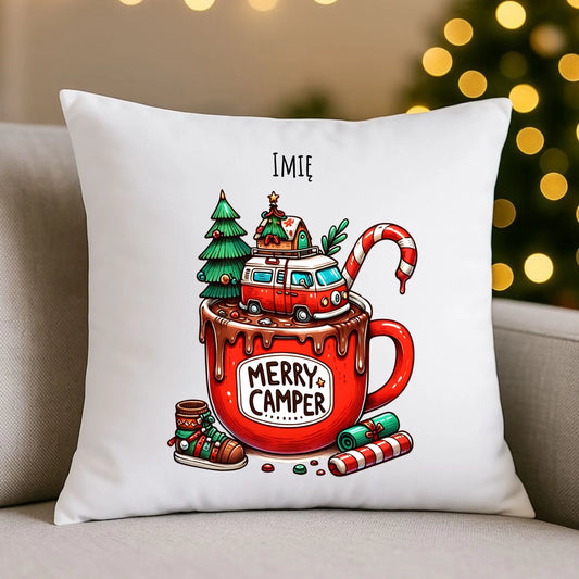 Merry Camper | Personalizowana poduszka świąteczna BN43 - StoryCups.pl