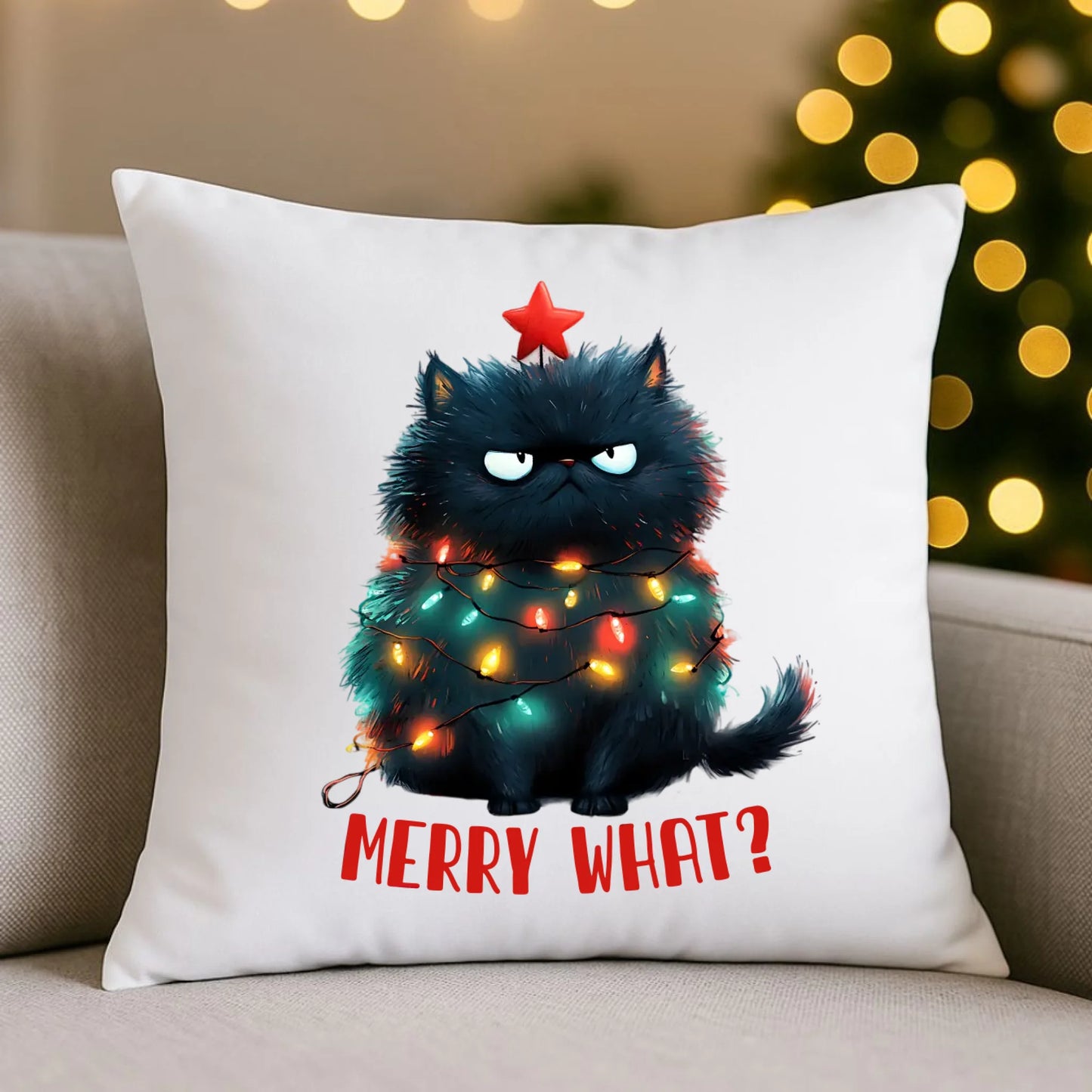 Merry what? | Świąteczna poduszka BN37 - StoryCups.pl