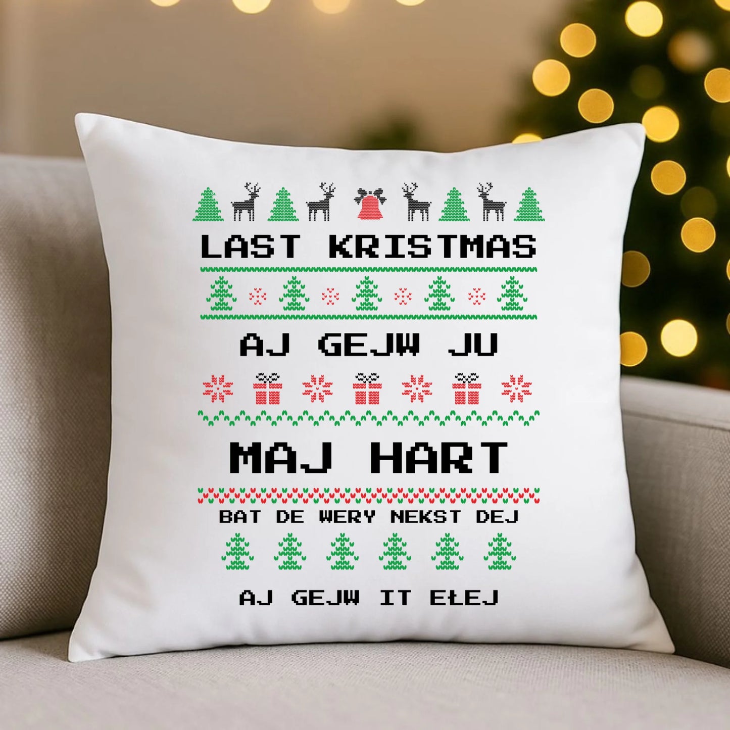 Last kristmas aj gejw ju maj hart | Świąteczna poduszka BN13 - StoryCups.pl