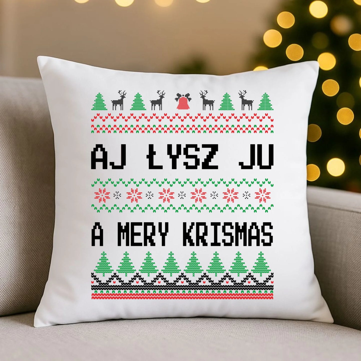 Aj łysz ju a mery krismas | Świąteczna poduszka BN12 - StoryCups.pl