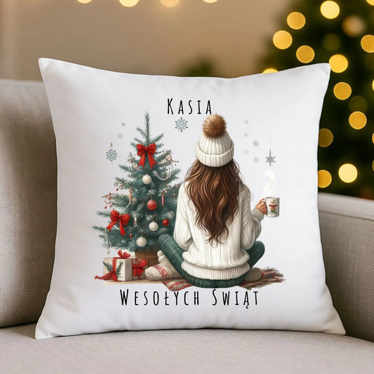 Love Winter | Świąteczna poduszka z imieniem dla dziewczyny BN15 - StoryCups.pl