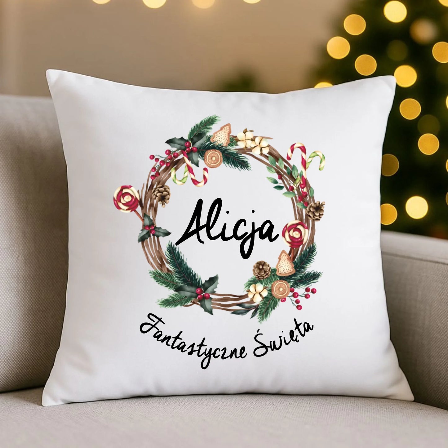 Fantastyczne Święta | Świąteczna poduszka z imieniem na prezent BN14 - StoryCups.pl