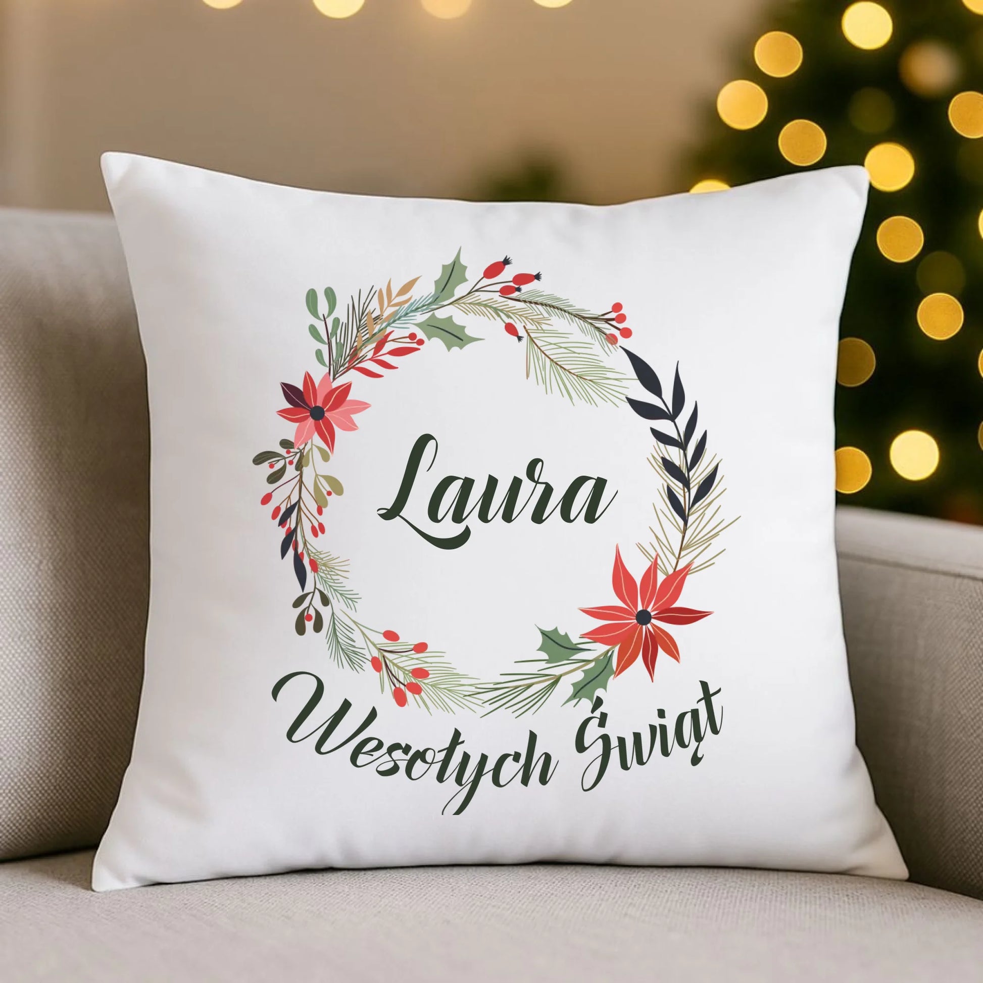 Wesołych Świąt | Personalizowana poduszka na święta BN19 - StoryCups.pl