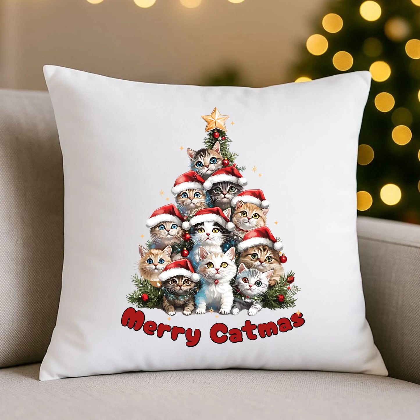 Merry Catmas | Poduszka świąteczna BN20 - StoryCups.pl