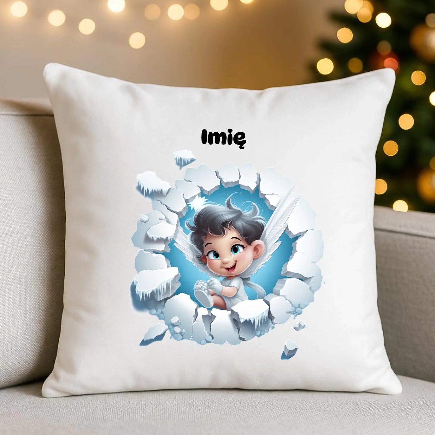 Aniołek 3D | Personalizowana poduszka świąteczna BN87 - StoryCups.pl
