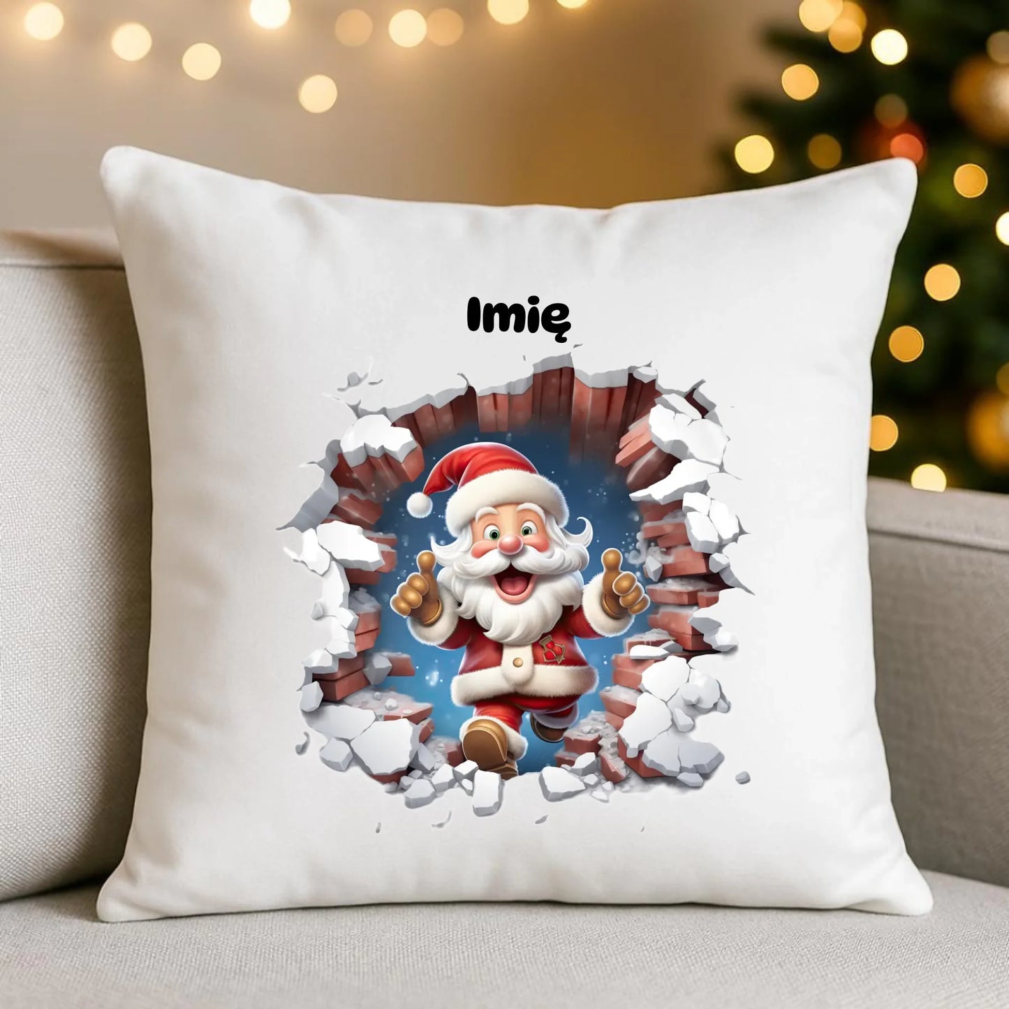 Mikołaj 3D | Personalizowana poduszka świąteczna BN83 - StoryCups.pl