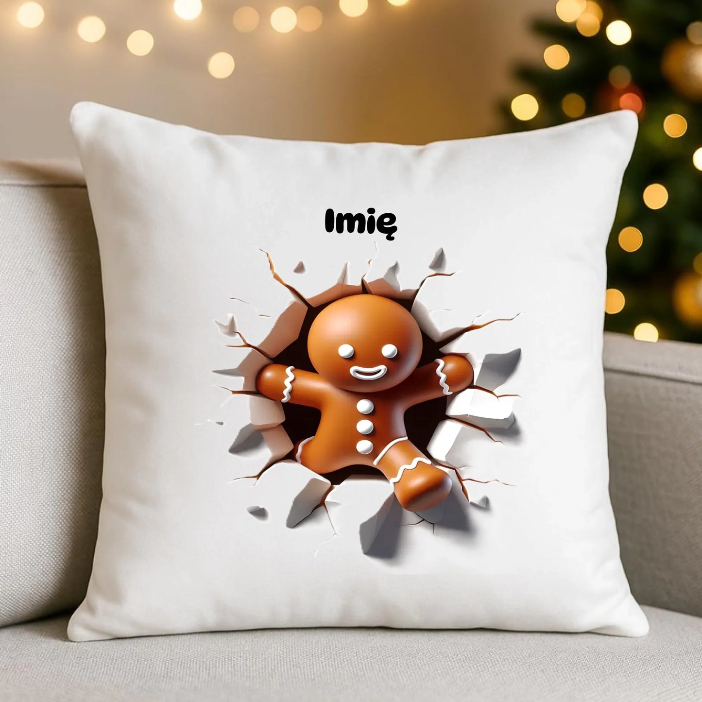Pierniczek 3D | Personalizowana poduszka świąteczna BN81 - StoryCups.pl
