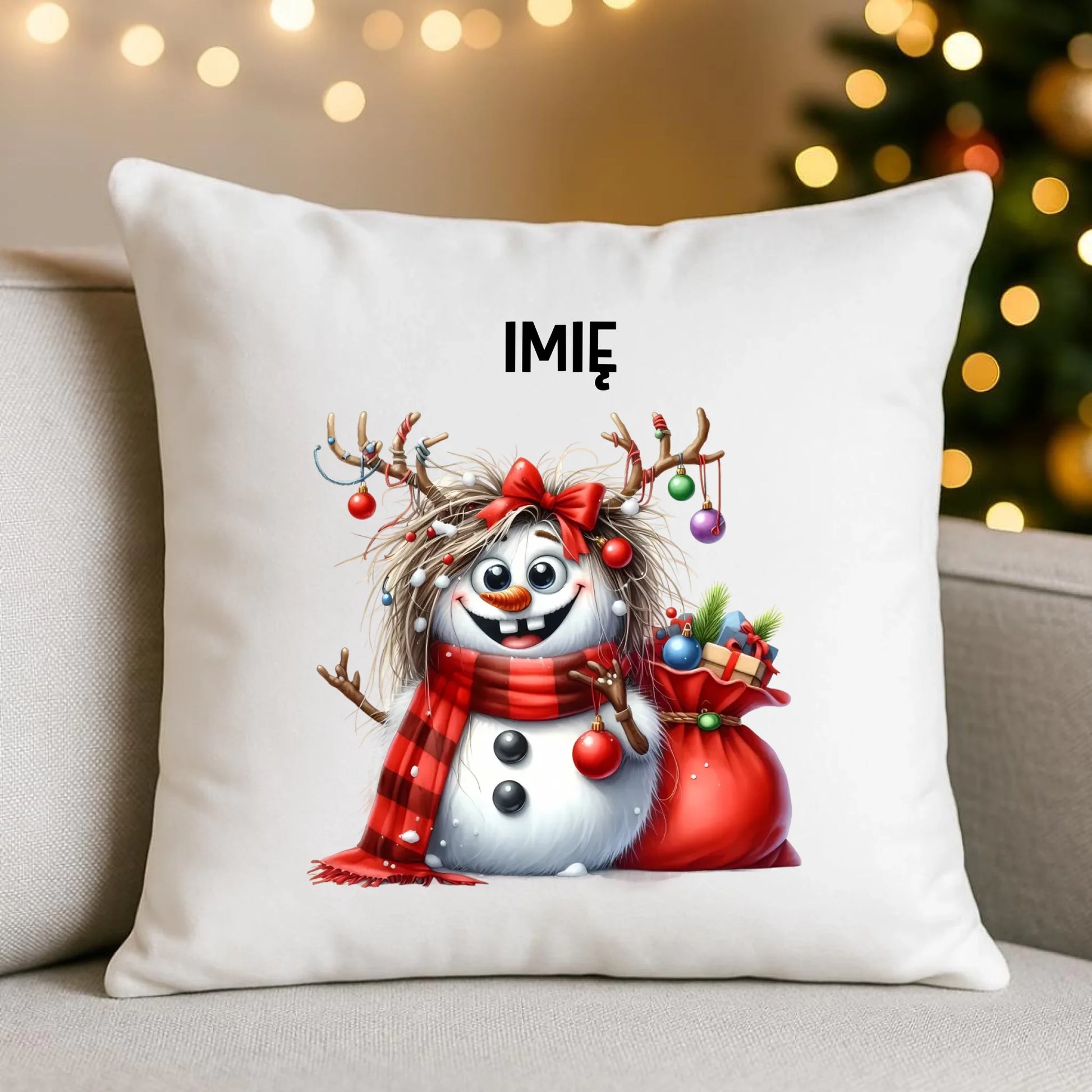 Bałwanek | Personalizowana poduszka świąteczna BN70 - StoryCups.pl