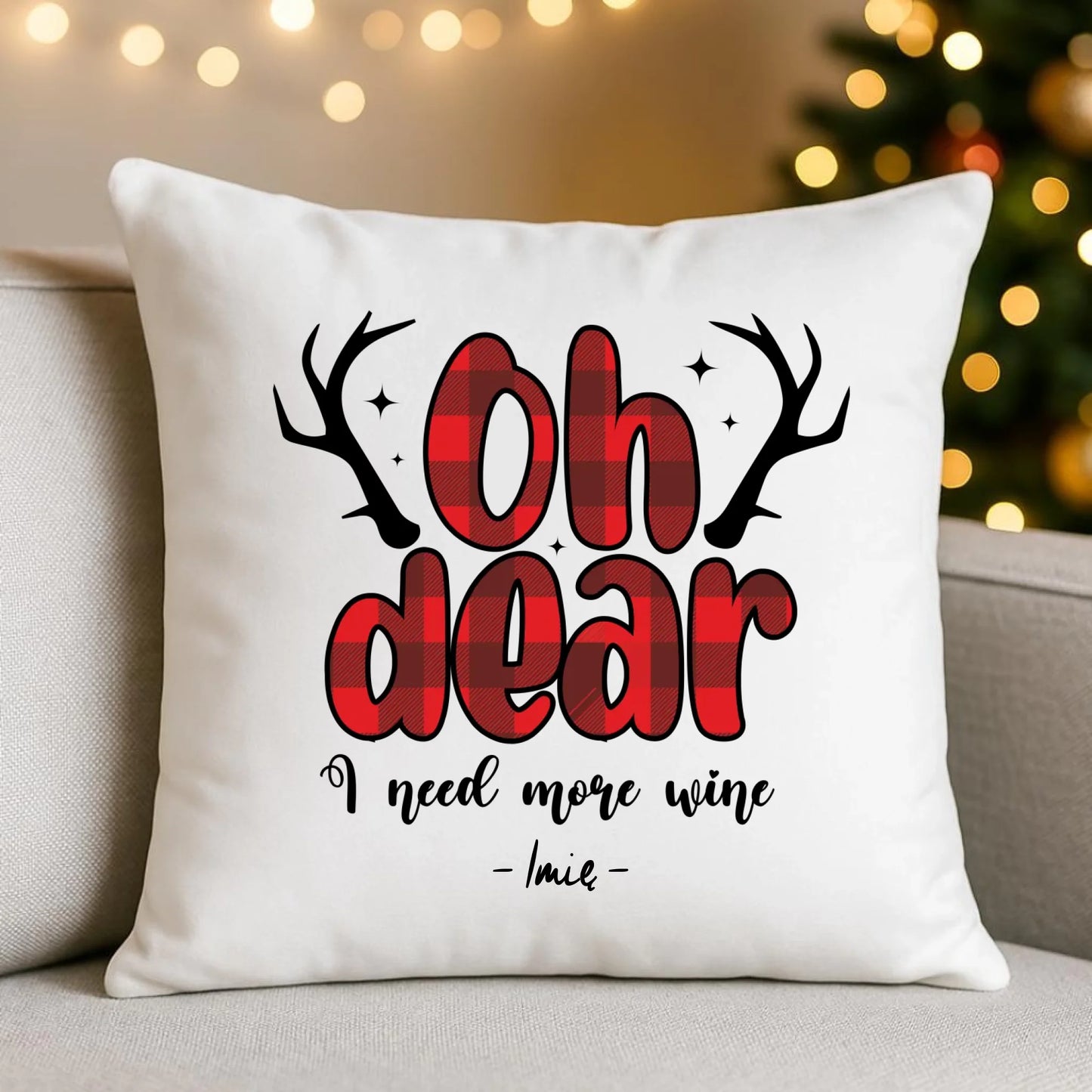 Potrzebuję więcej wina | Personalizowana świąteczna poduszka BN63 - StoryCups.pl