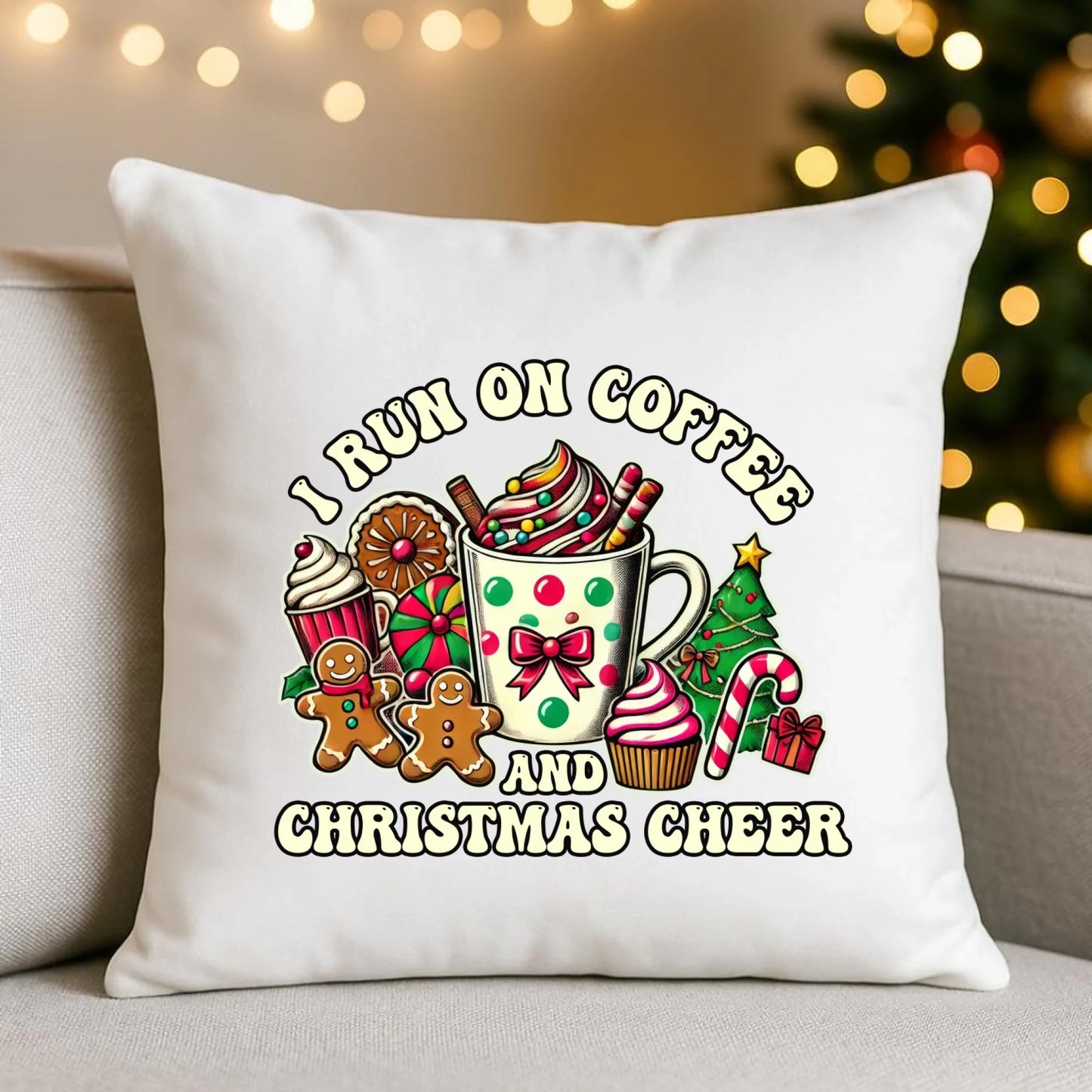 I run on coffee | Świąteczna poduszka BN47 - StoryCups.pl