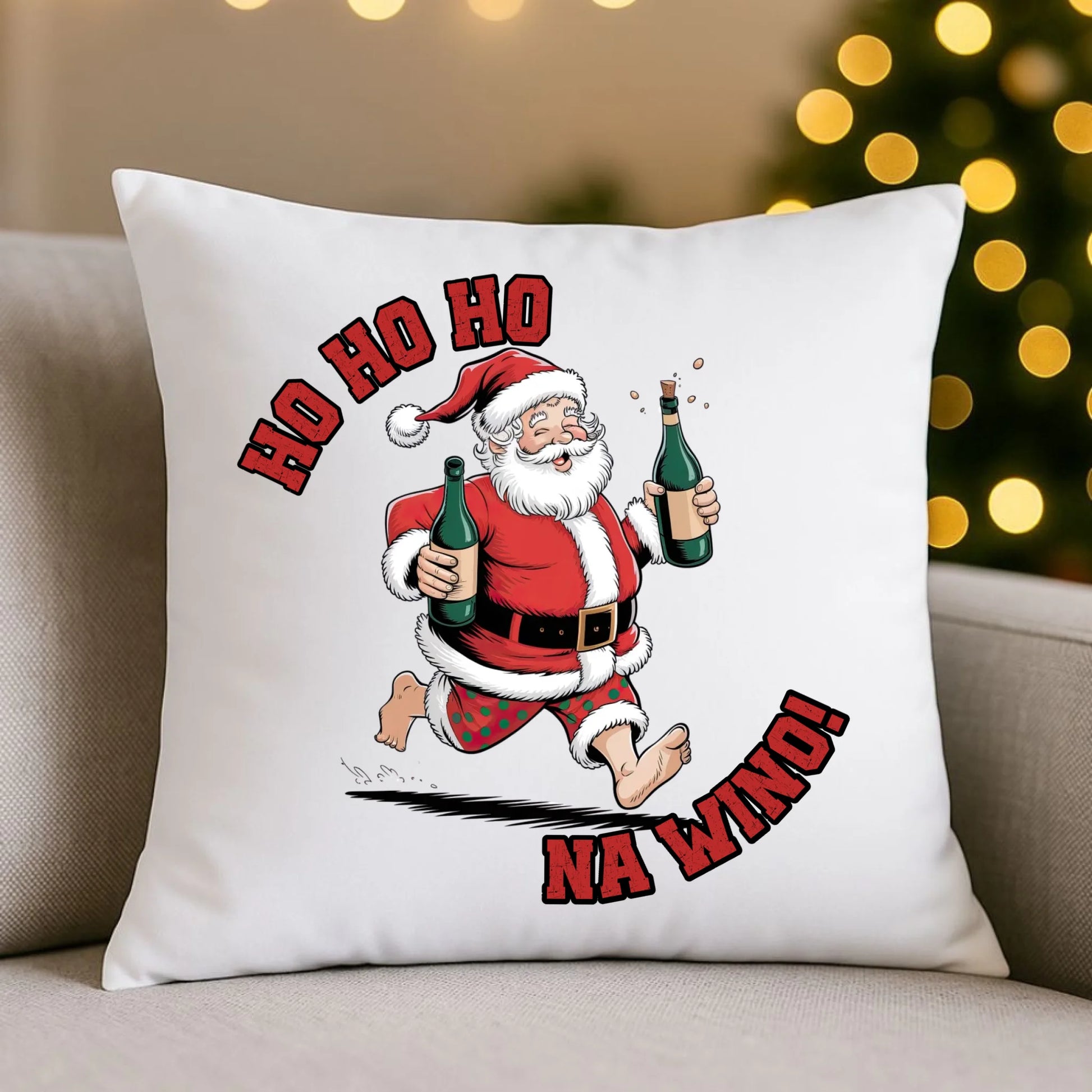 Ho ho ho na wino | Świąteczna poduszka BN61 - StoryCups.pl