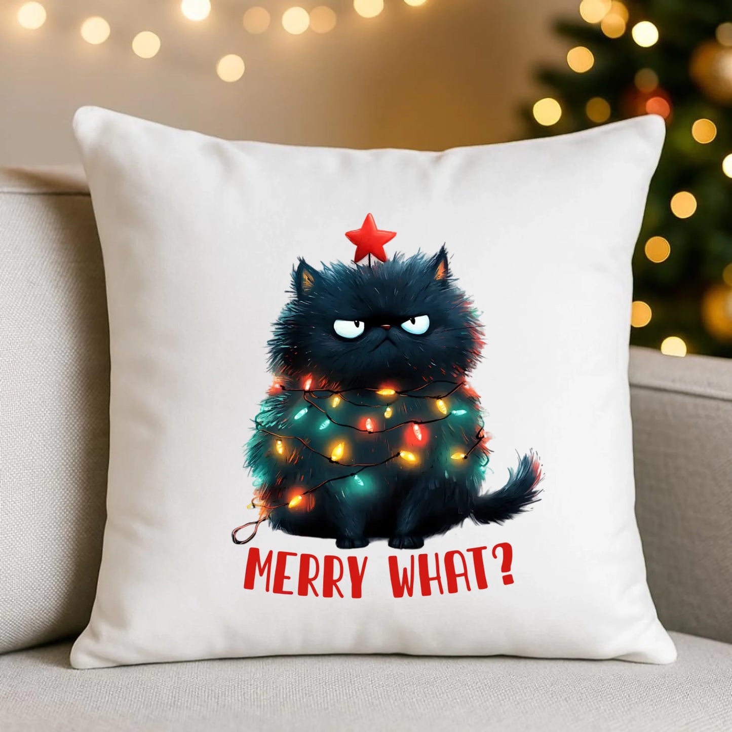 Merry what? | Świąteczna poduszka BN37 - StoryCups.pl