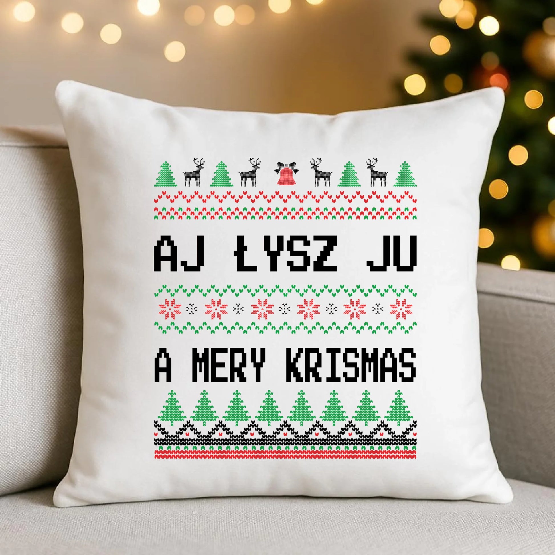 Aj łysz ju a mery krismas | Świąteczna poduszka BN12 - StoryCups.pl