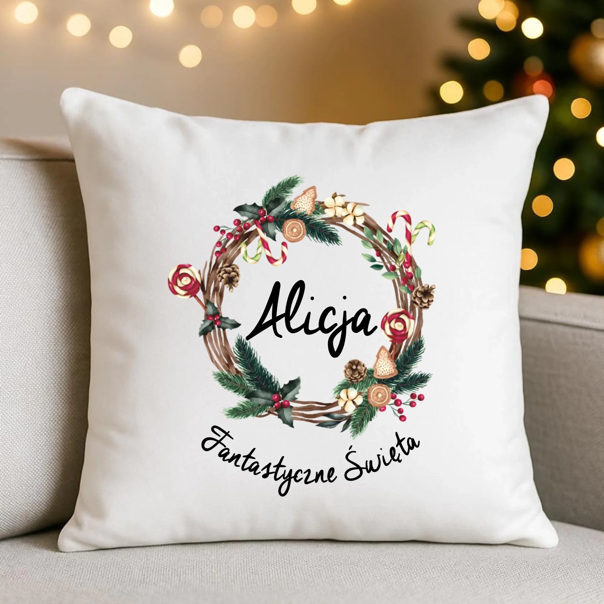 Fantastyczne Święta | Świąteczna poduszka z imieniem na prezent BN14 - StoryCups.pl