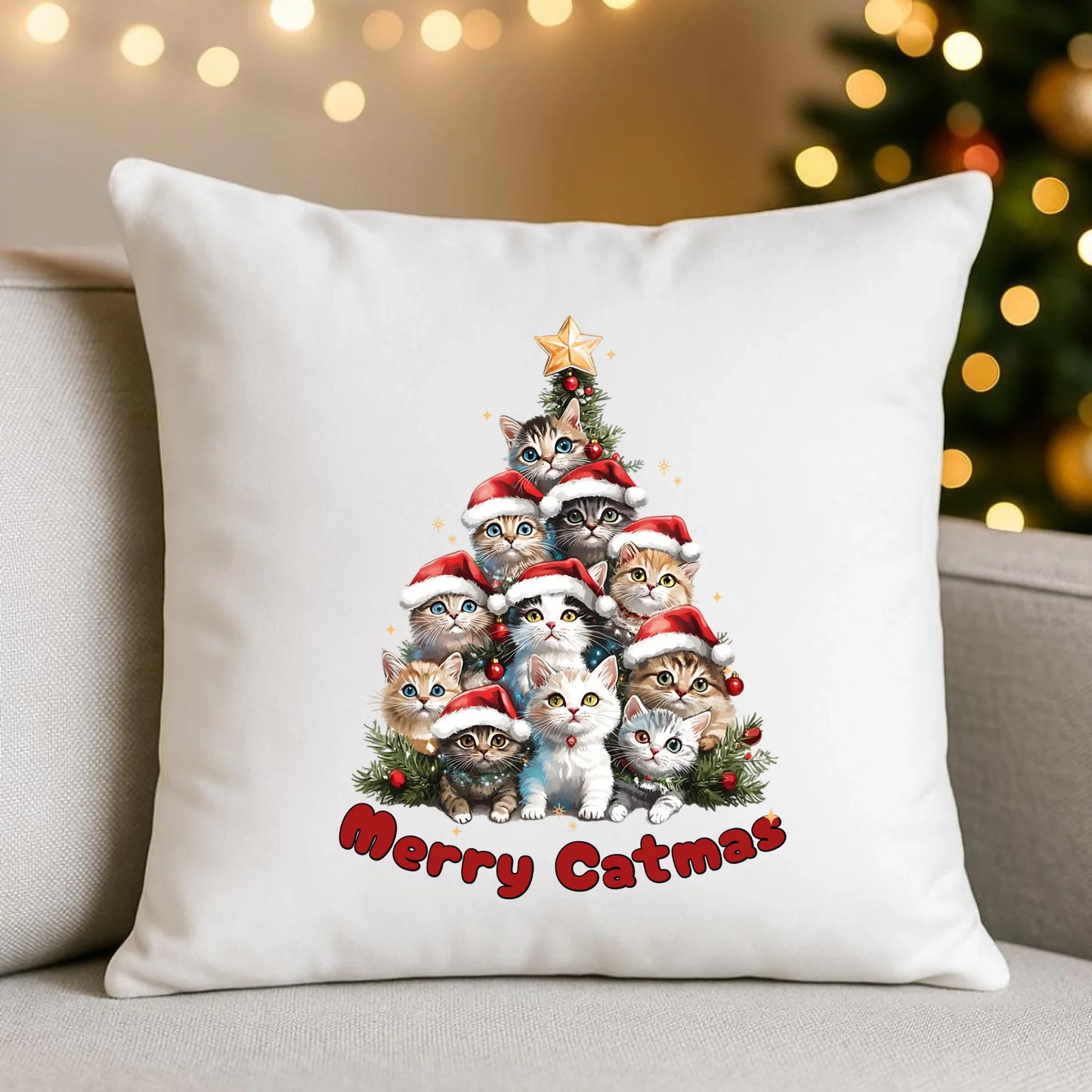 Merry Catmas | Poduszka świąteczna BN20 - StoryCups.pl