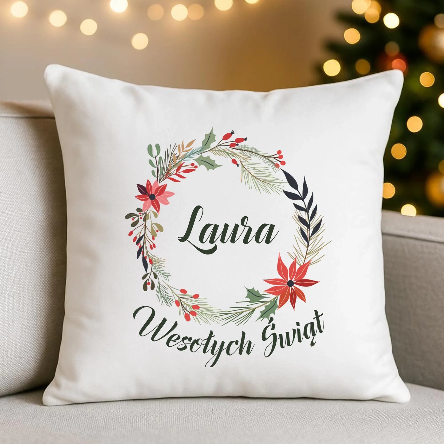 Wesołych Świąt | Personalizowana poduszka na święta BN19 - StoryCups.pl