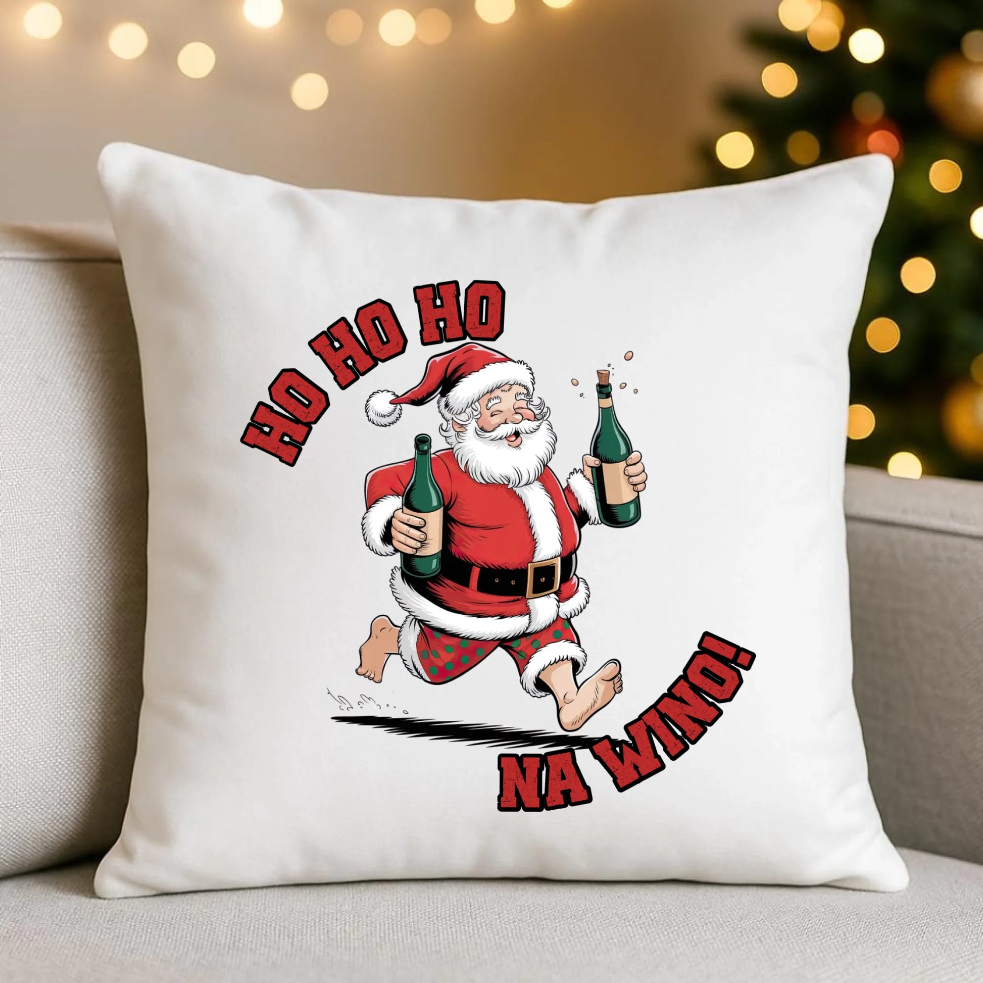 Ho ho ho na wino | Świąteczna poduszka BN61 - StoryCups.pl