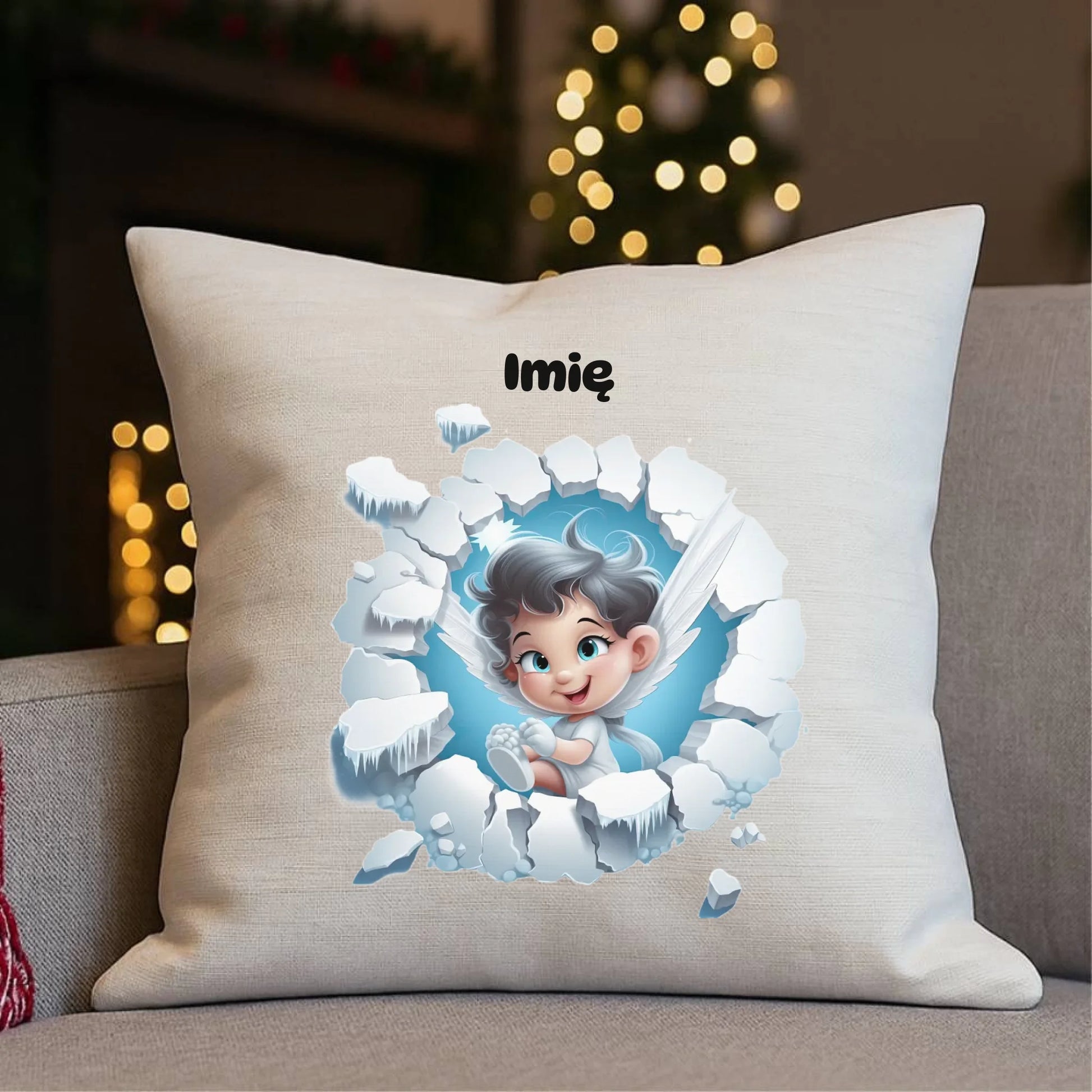 Aniołek 3D | Personalizowana poduszka świąteczna BN87 - StoryCups.pl