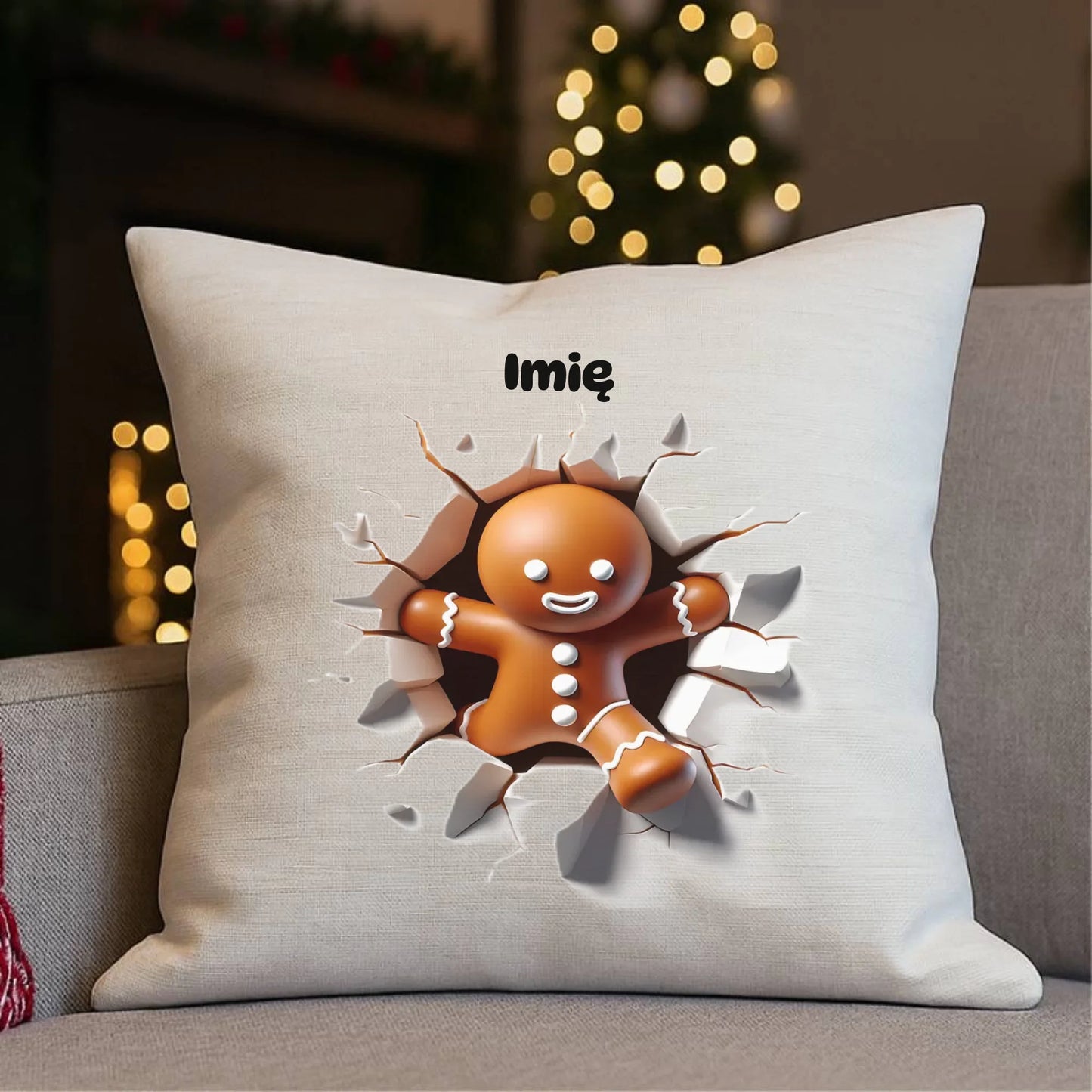 Pierniczek 3D | Personalizowana poduszka świąteczna BN81 - StoryCups.pl