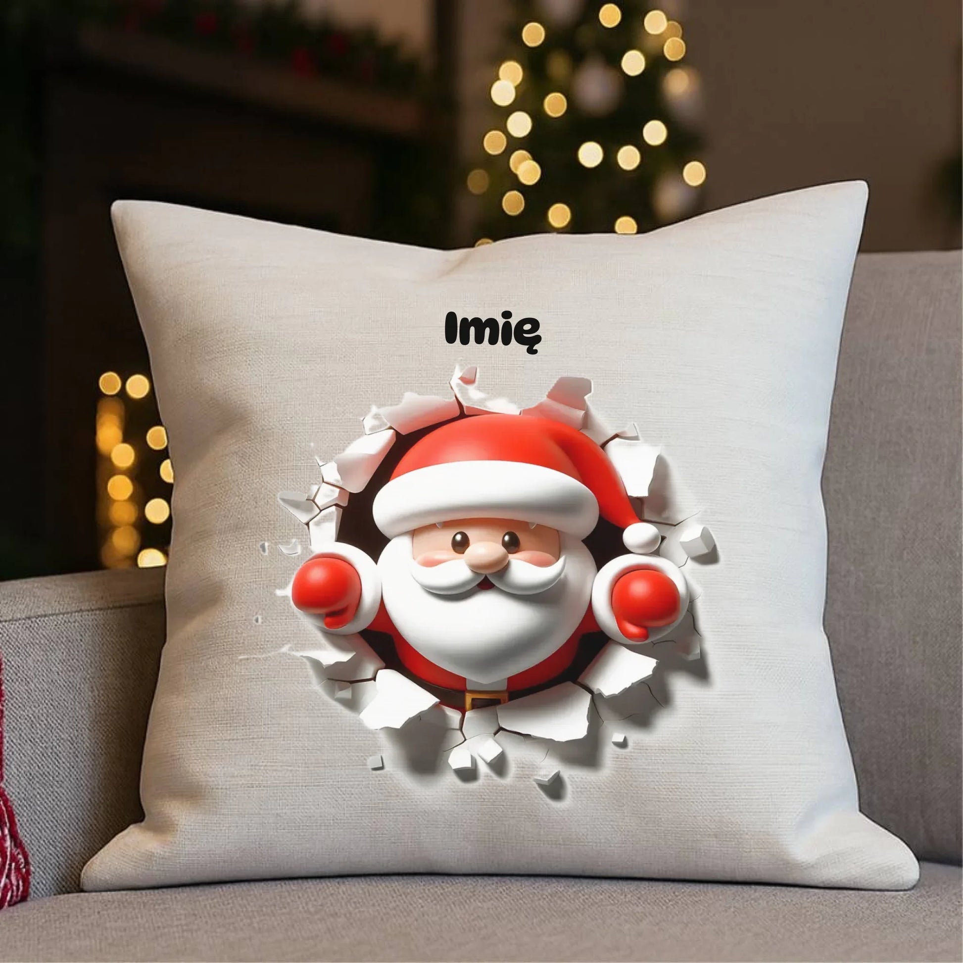 Mikołaj 3D | Personalizowana poduszka świąteczna BN80 - StoryCups.pl