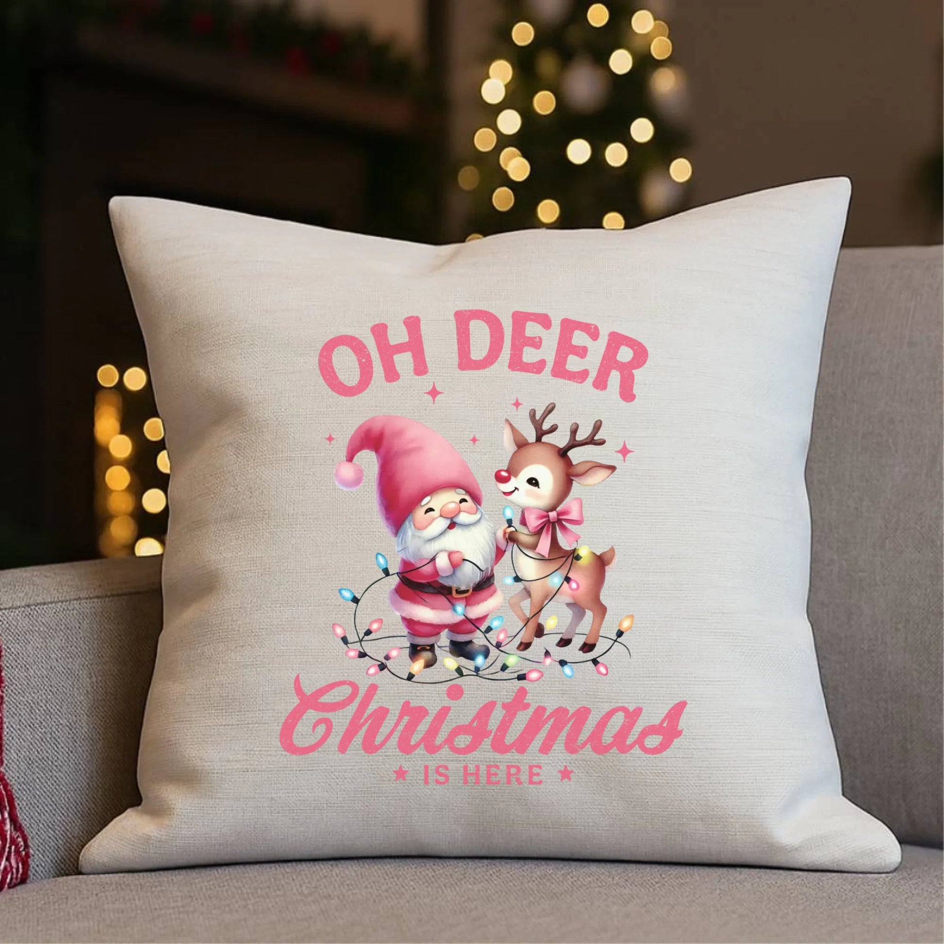 Oh deer Christmas is here | Poduszka świąteczna BN59 - StoryCups.pl
