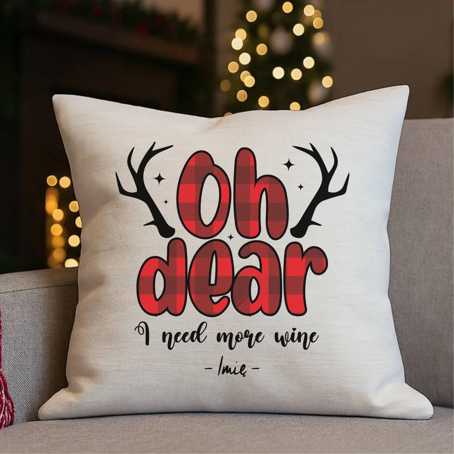 Potrzebuję więcej wina | Personalizowana świąteczna poduszka BN63 - StoryCups.pl