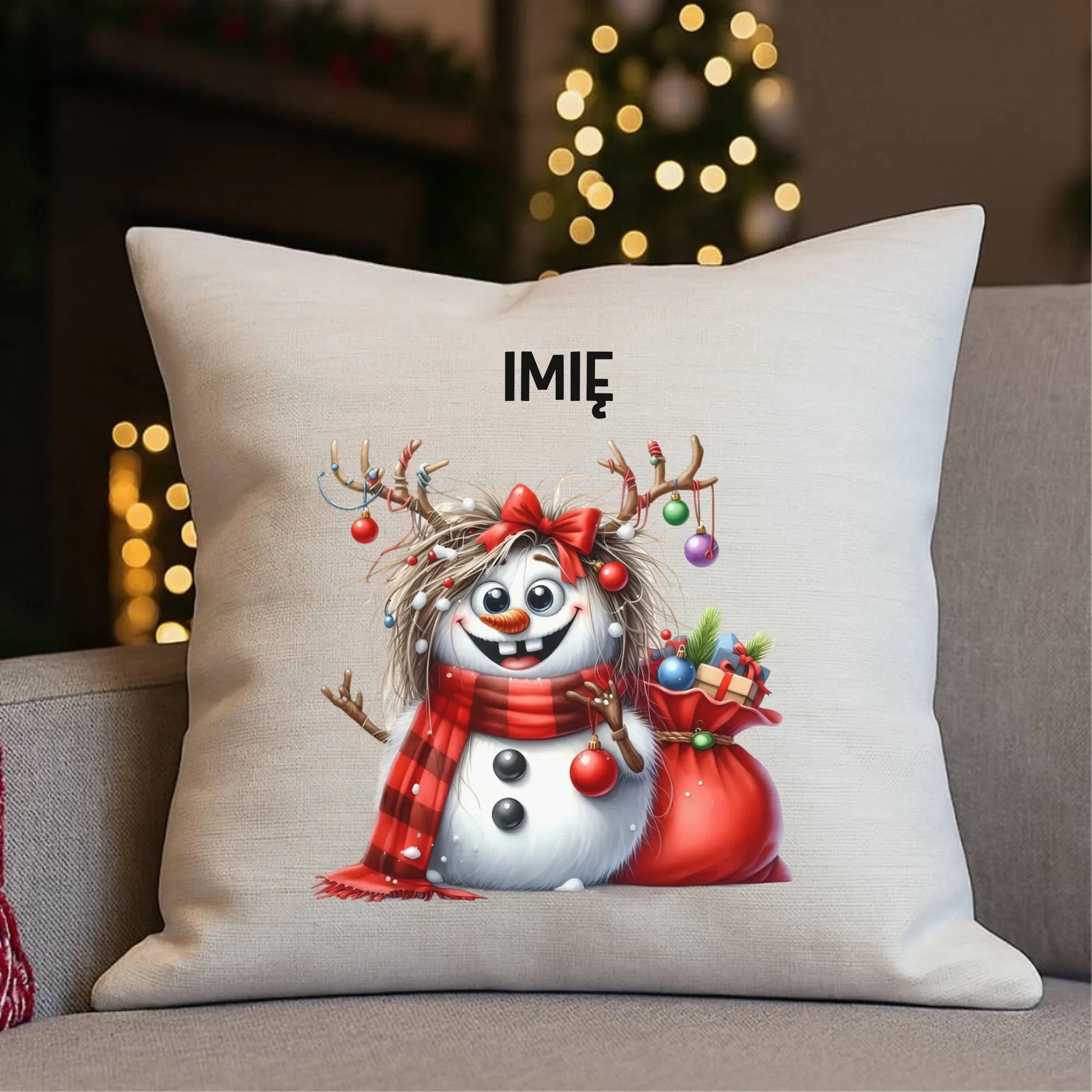 Bałwanek | Personalizowana poduszka świąteczna BN70 - StoryCups.pl