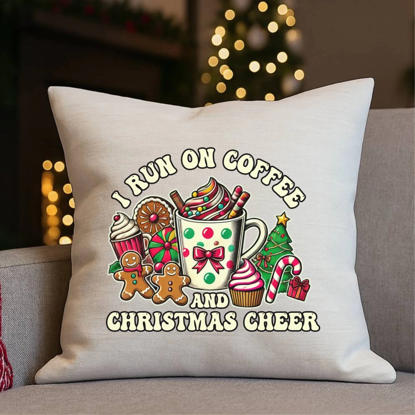 I run on coffee | Świąteczna poduszka BN47 - StoryCups.pl