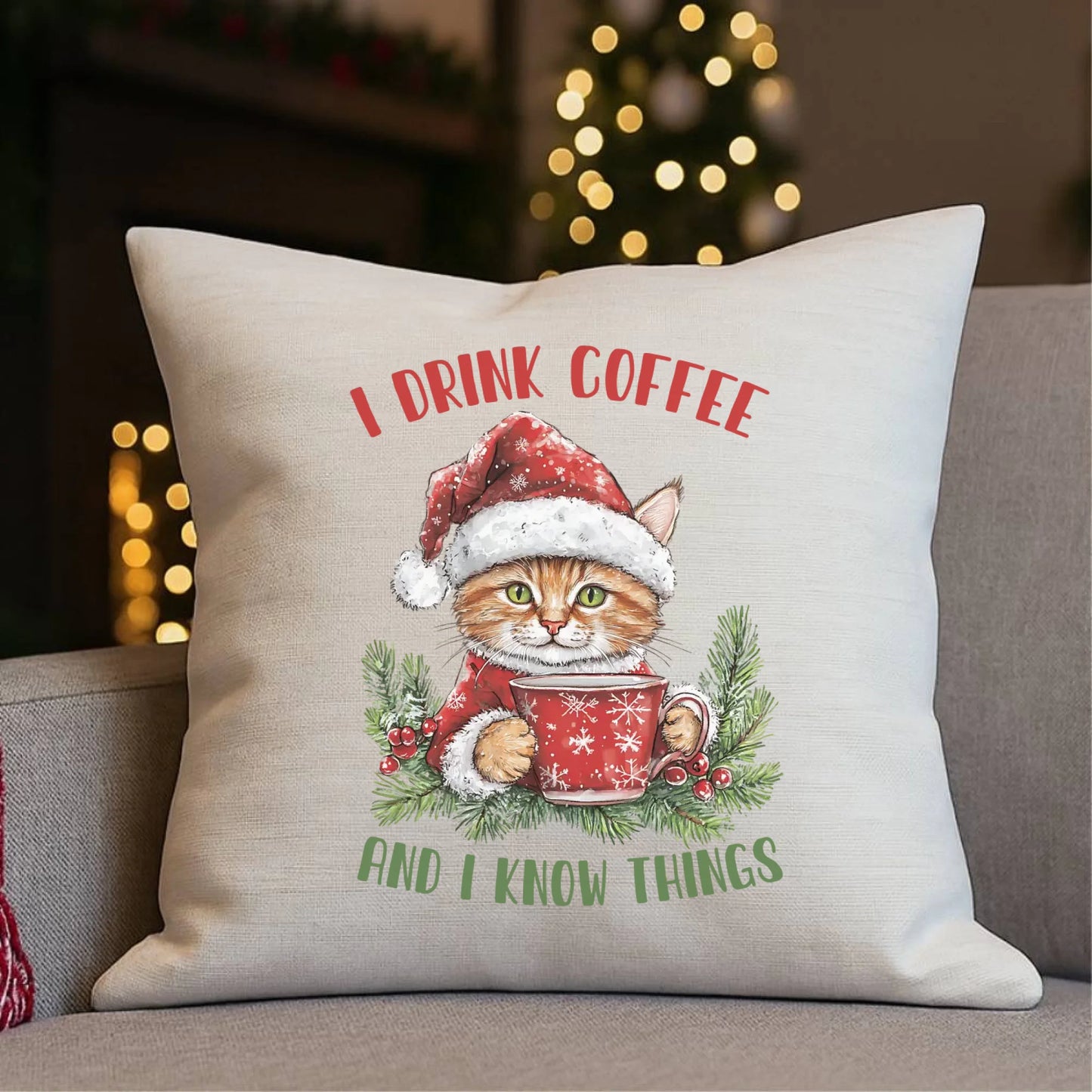 I drink coffee and I know things | Świąteczna poduszka BN39 - StoryCups.pl