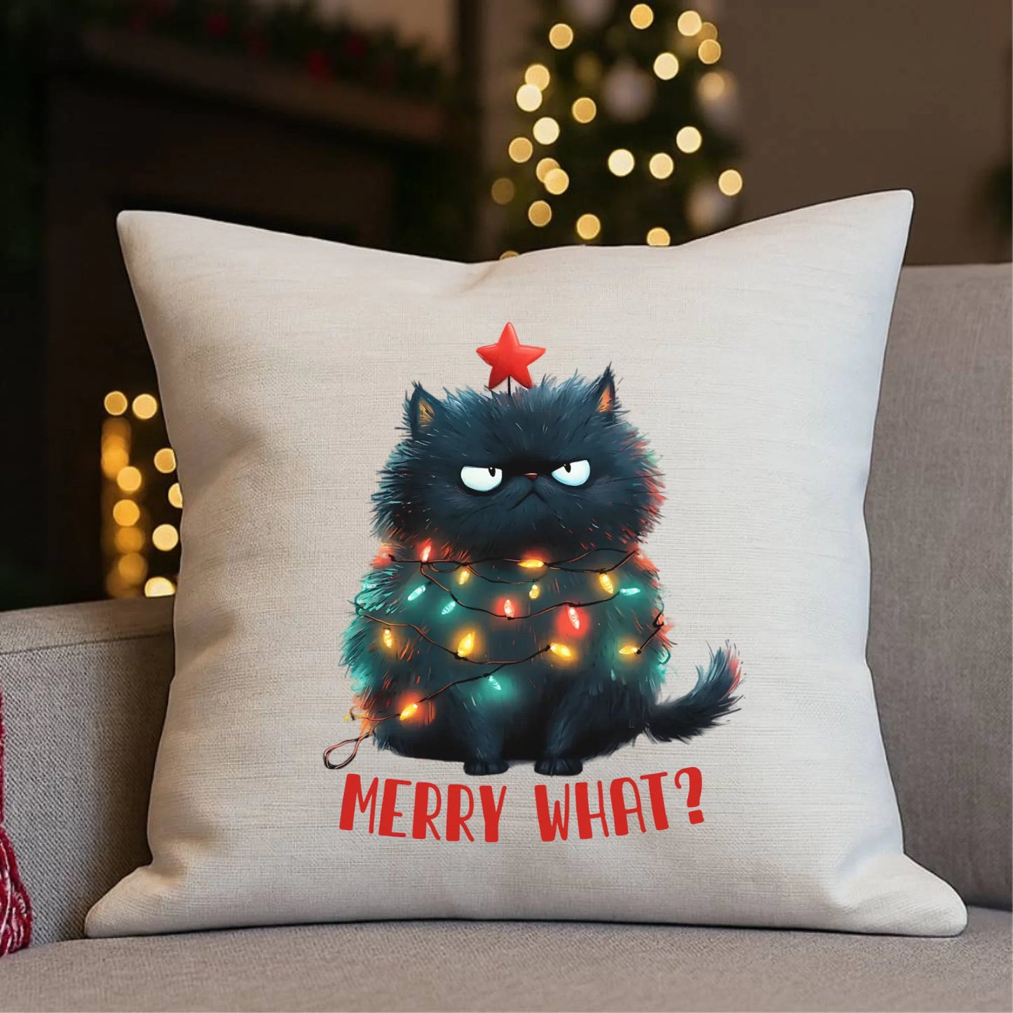 Merry what? | Świąteczna poduszka BN37 - StoryCups.pl