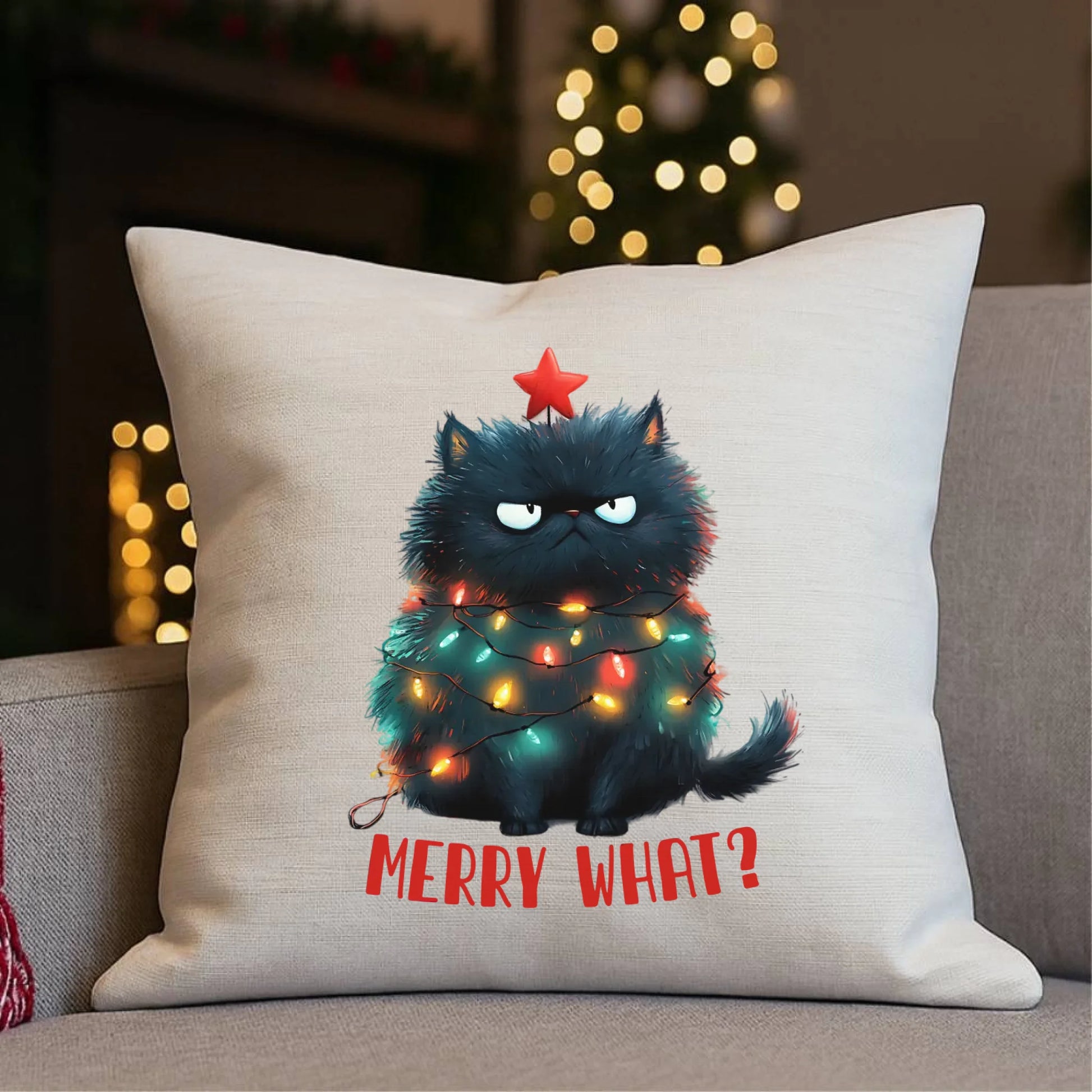 Merry what? | Świąteczna poduszka BN37 - StoryCups.pl