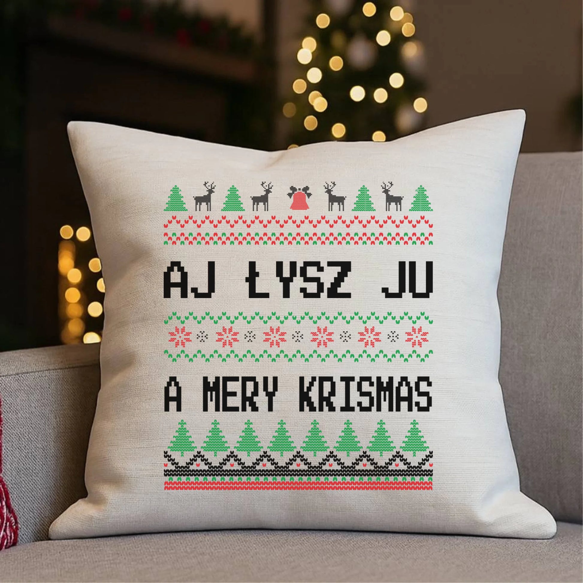 Aj łysz ju a mery krismas | Świąteczna poduszka BN12 - StoryCups.pl