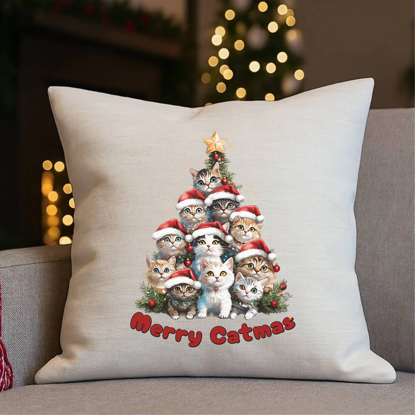 Merry Catmas | Poduszka świąteczna BN20 - StoryCups.pl