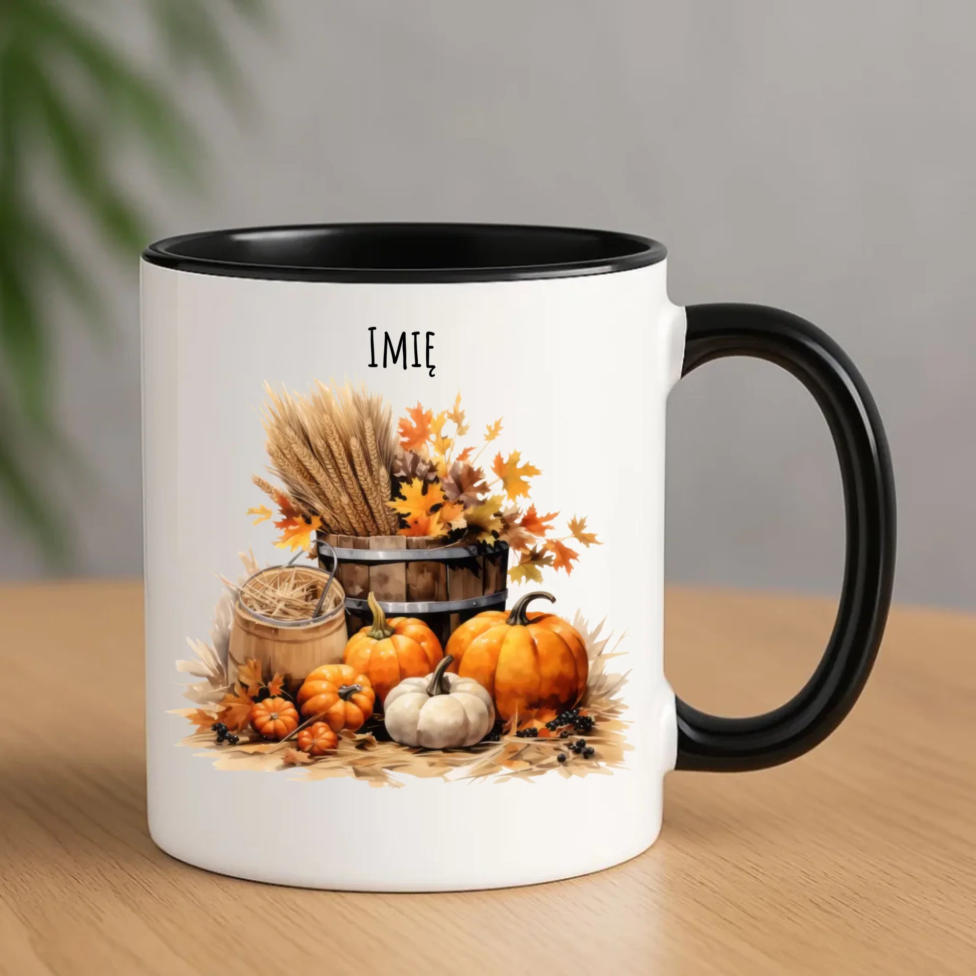 Ceramiczny czarny kubek z nadrukiem na prezent