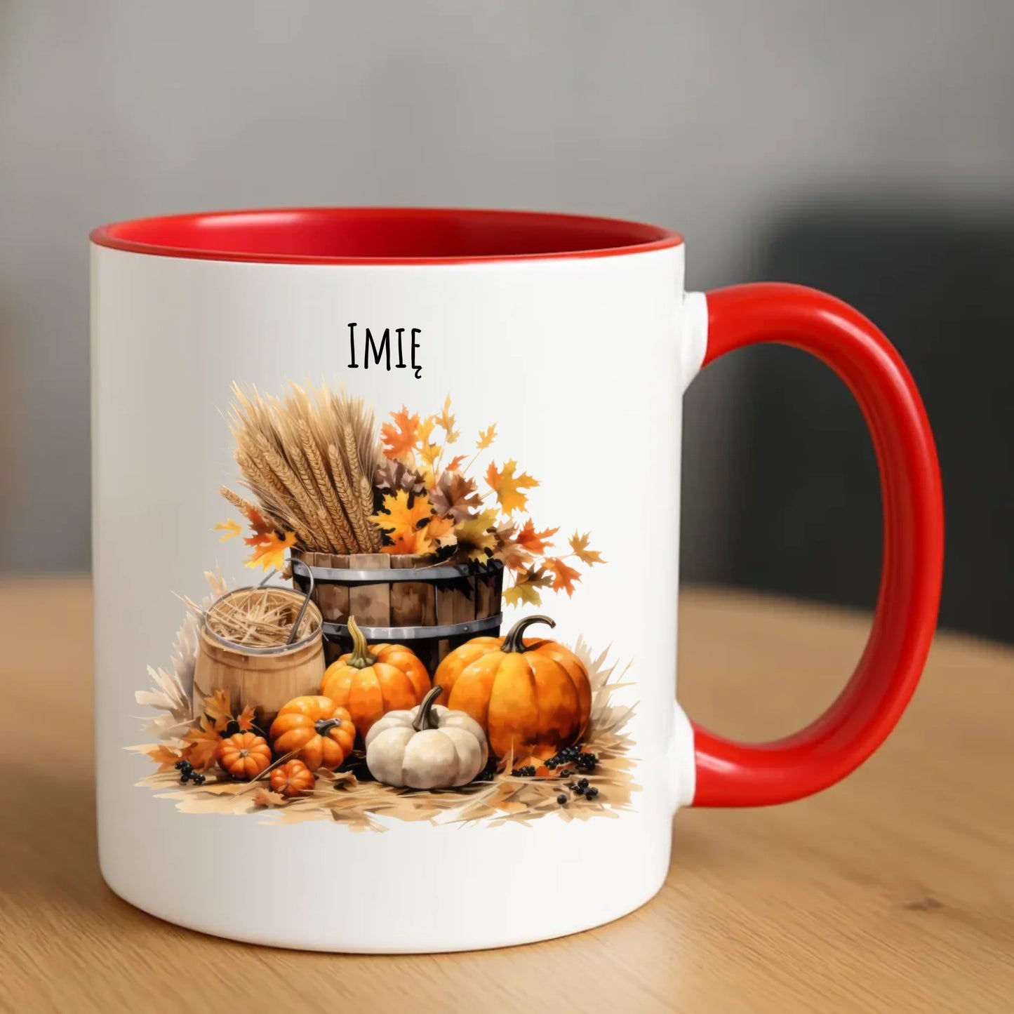 Ceramiczny czerwony kubek z nadrukiem na prezent