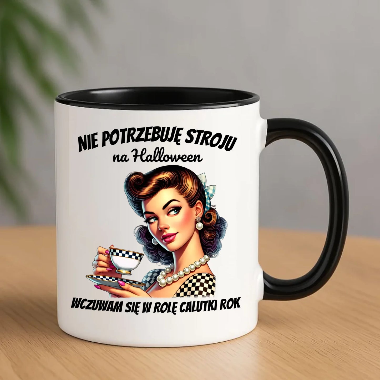 Kubek retro pin-up girl – Nie potrzebuję stroju na Halloween HL29 - StoryCups.pl