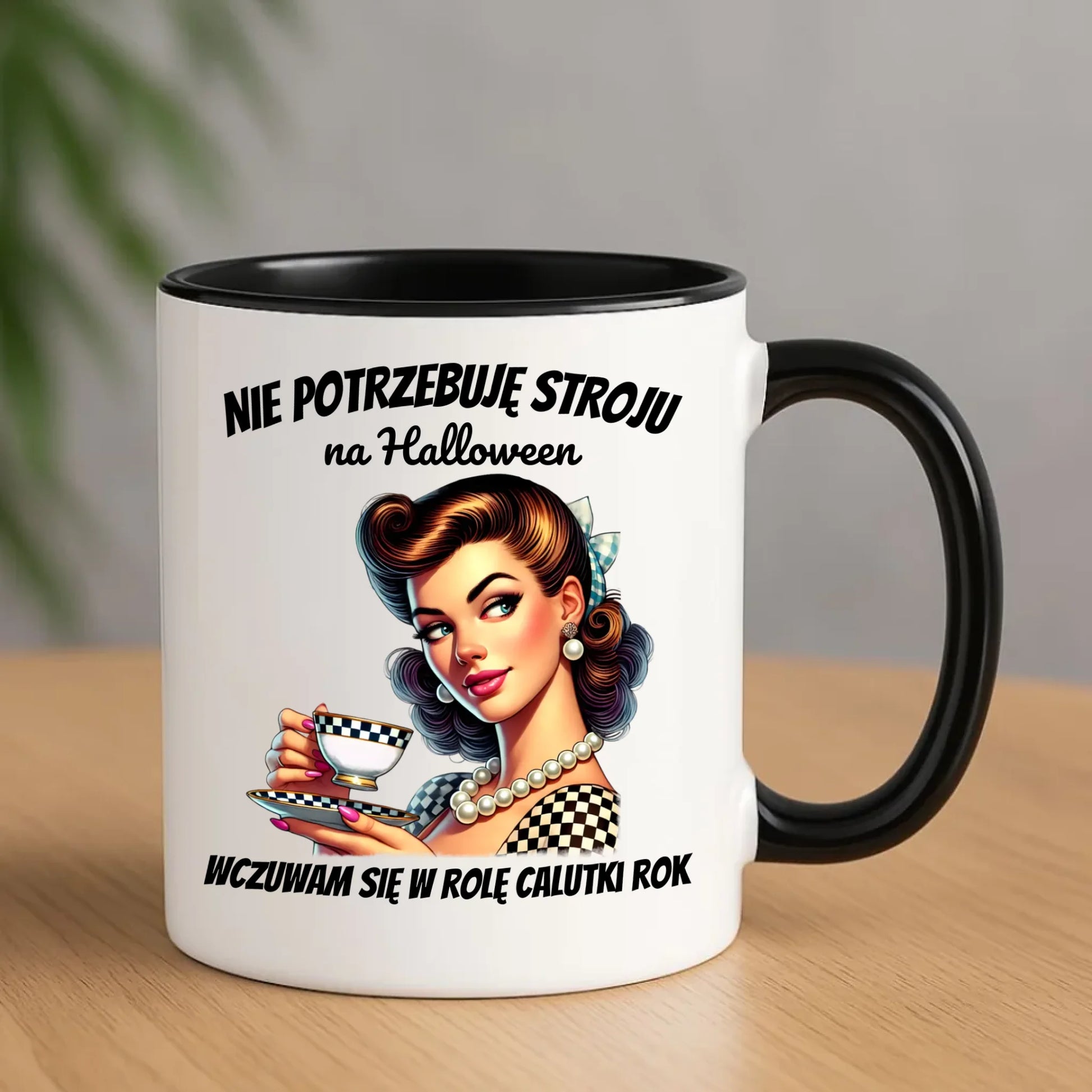Kubek retro pin-up girl – Nie potrzebuję stroju na Halloween HL29 - StoryCups.pl