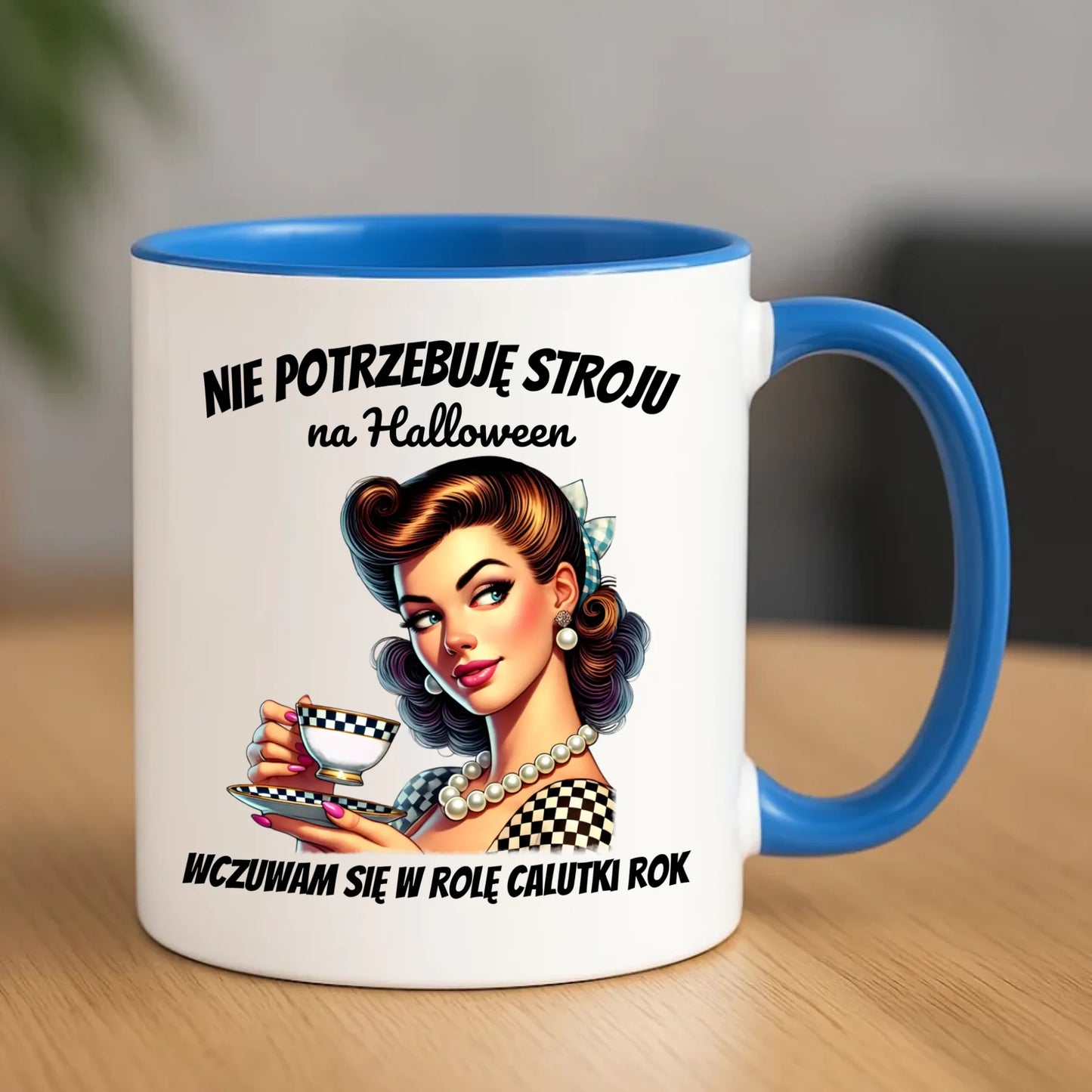 Kubek retro pin-up girl – Nie potrzebuję stroju na Halloween HL29 - StoryCups.pl